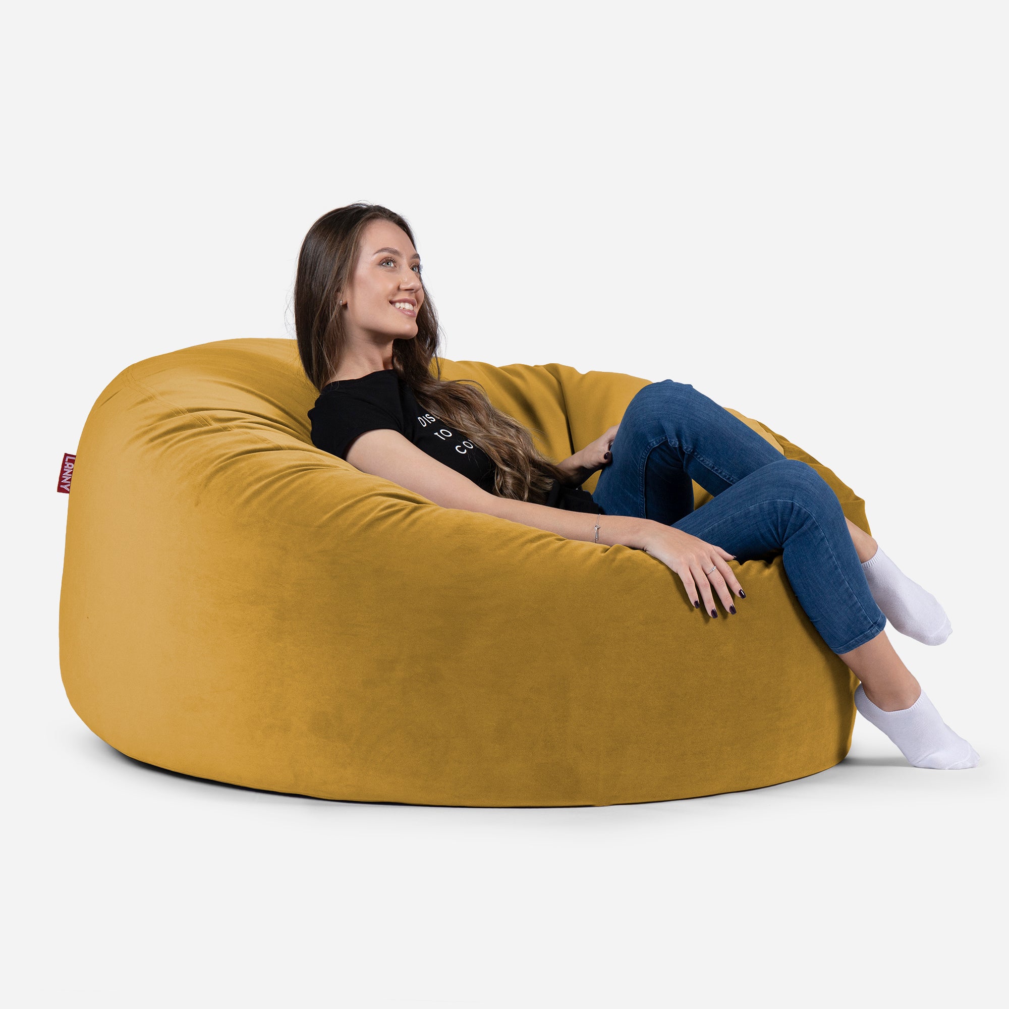 Large Original Velvet Mustard Bean Bag