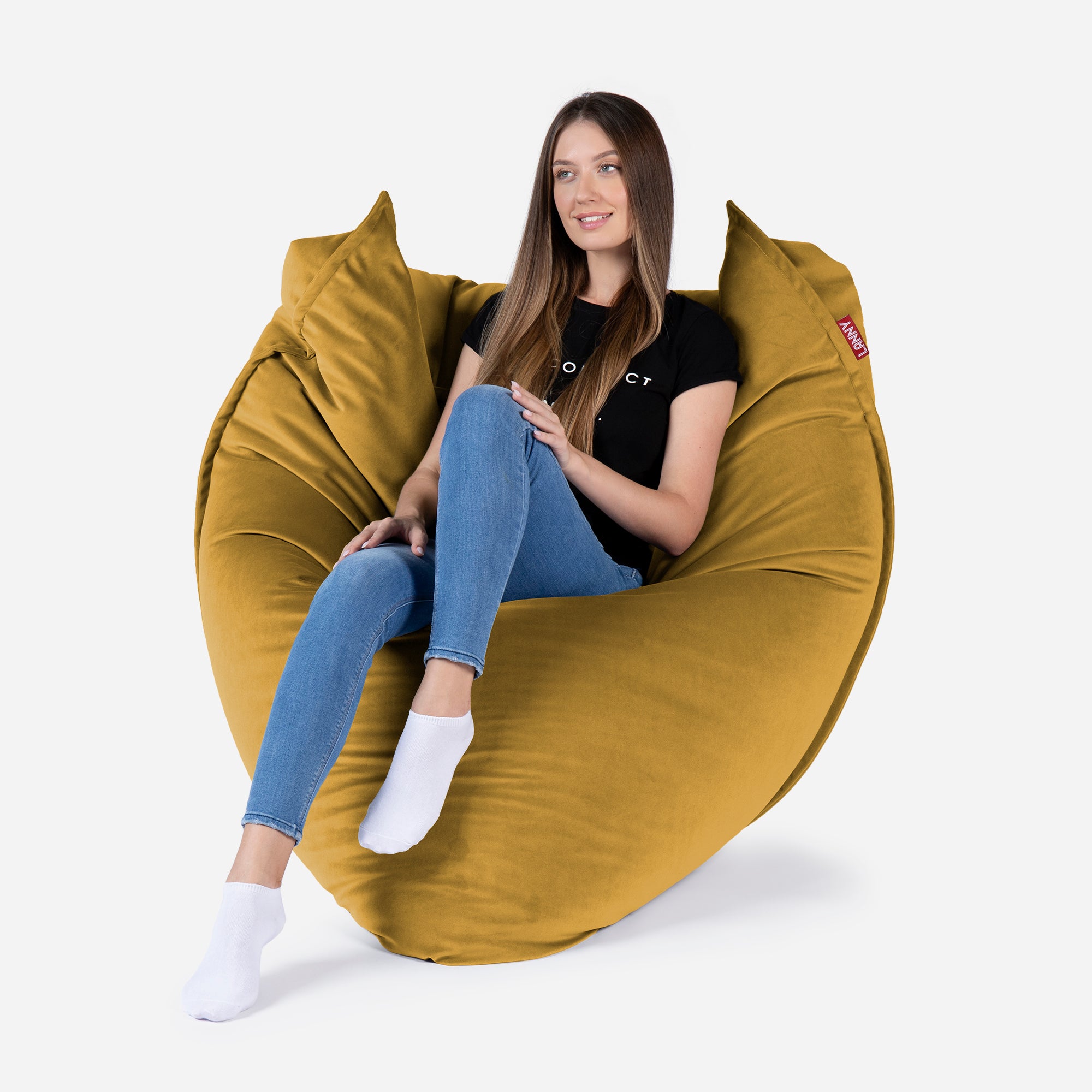 Sloppy Velvet Mustard Bean bag