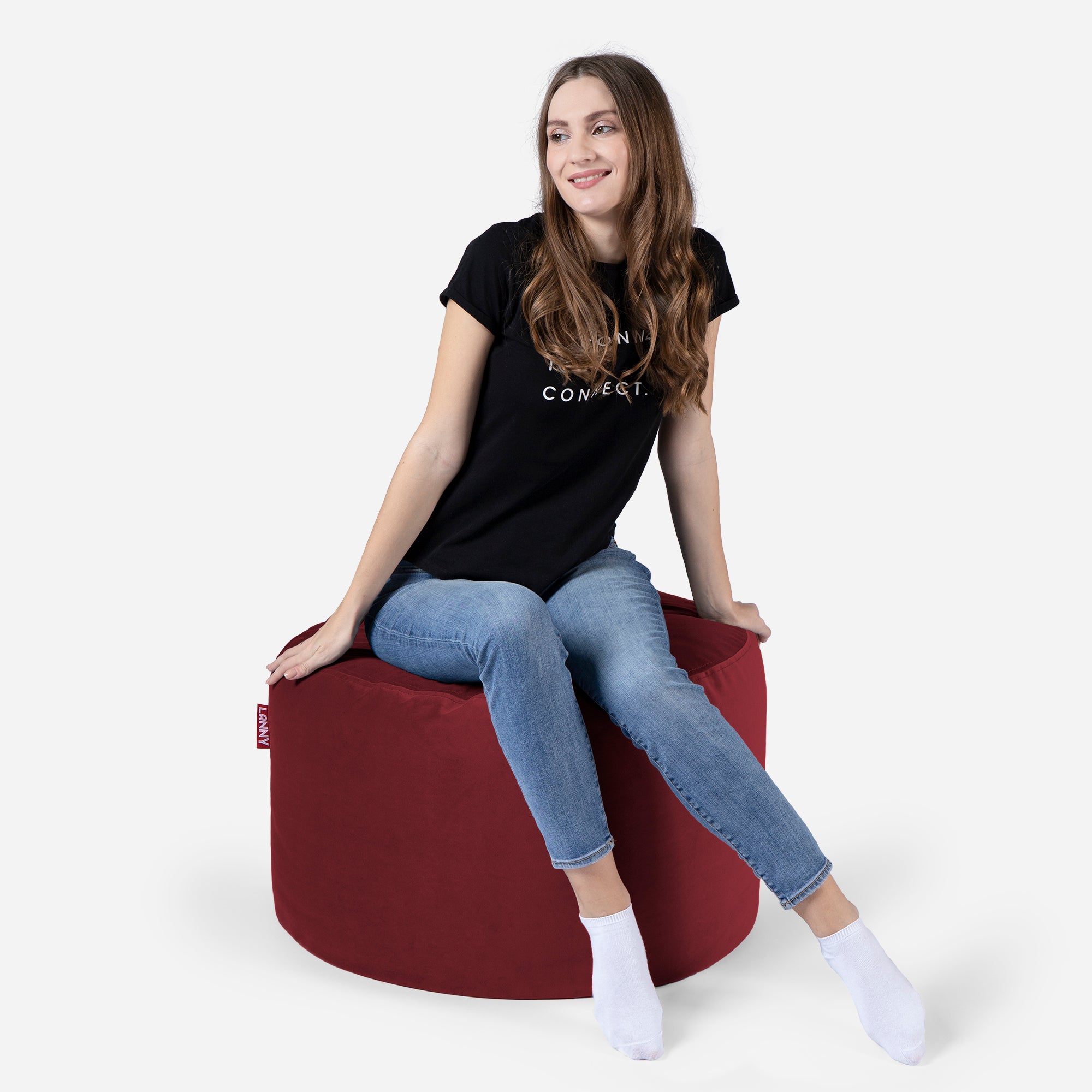 Medium Velvet Red Pouf