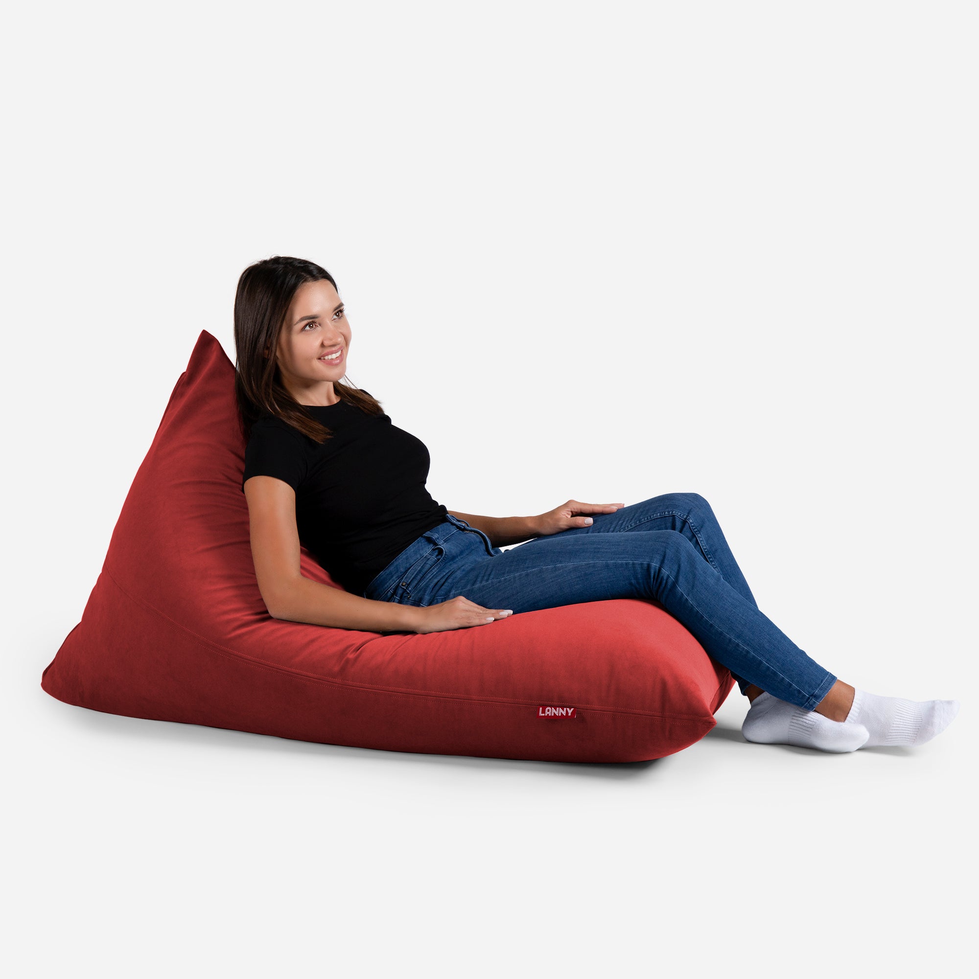 Slim Velvet Red Bean bag