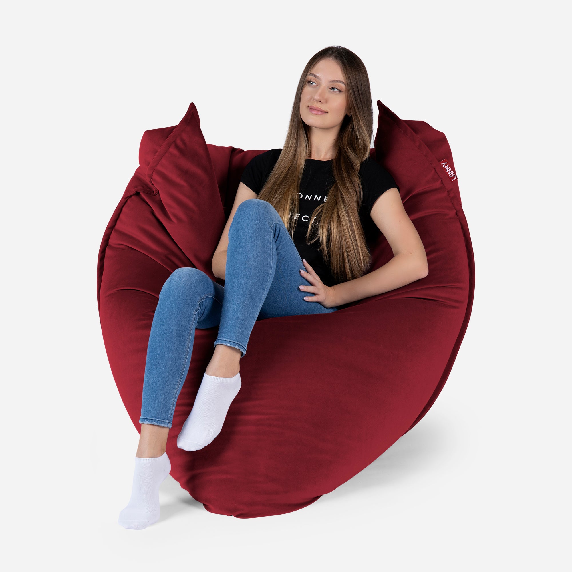 Sloppy Large Velvet Red Bean bag
