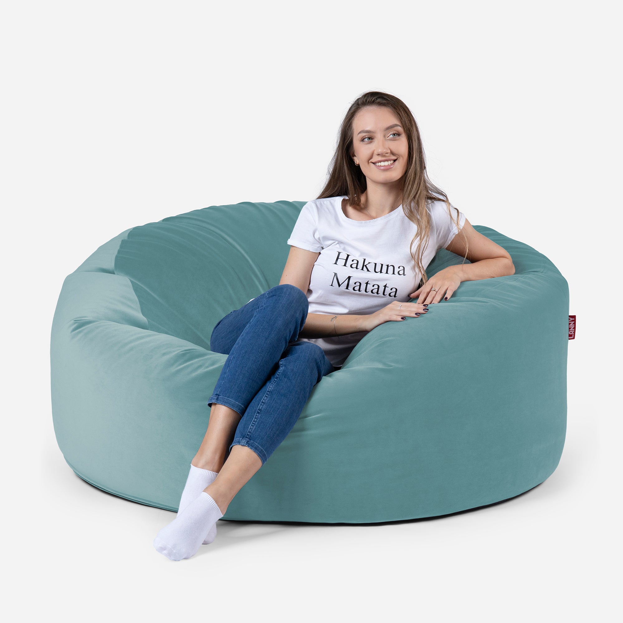 Large Original Velvet Turquoise Bean bag