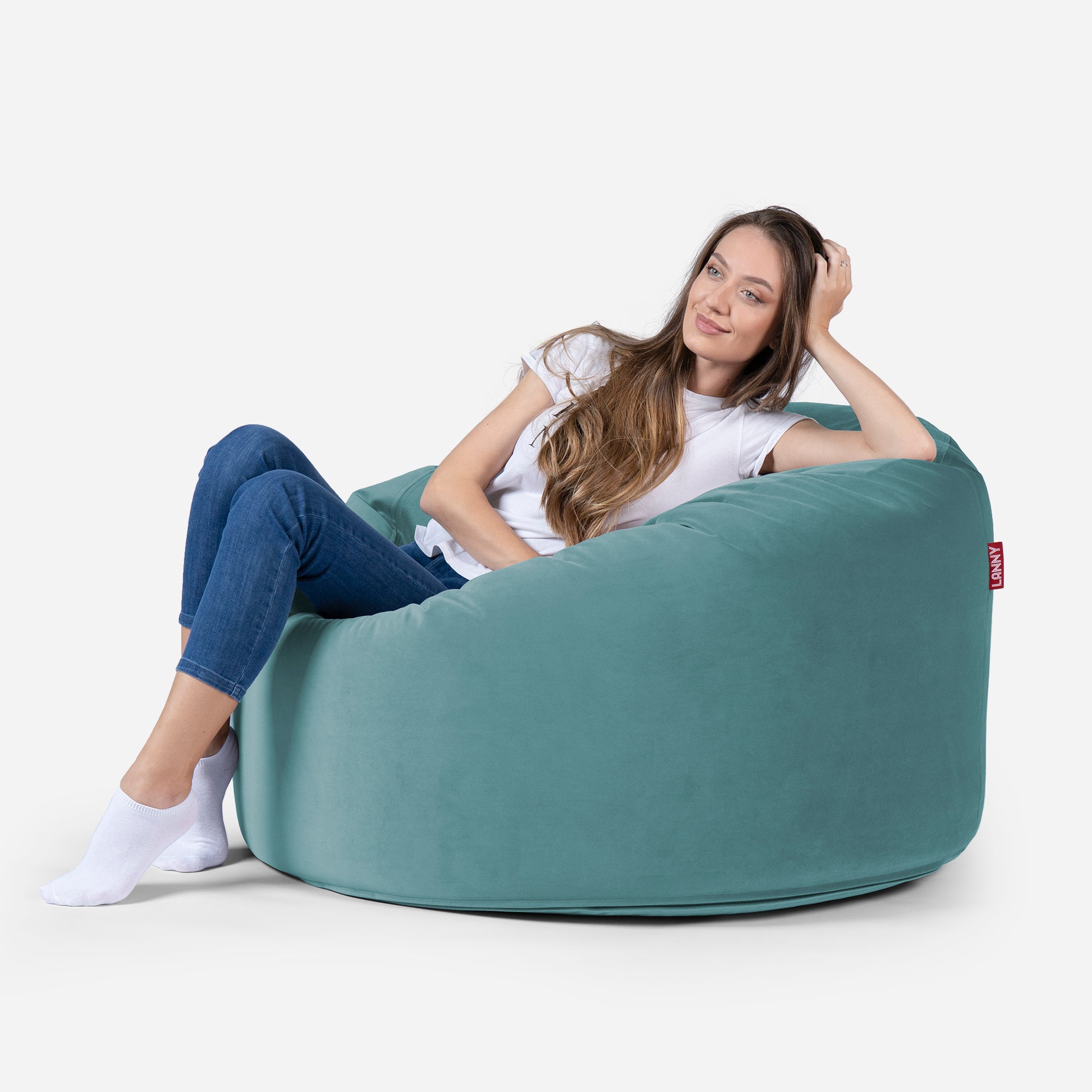 Original Medium Velvet Turquoise Bean bag