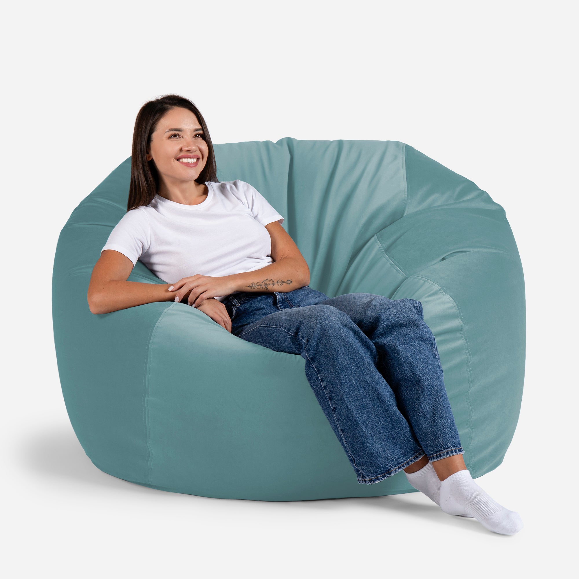 Lanny Oversize Velvet Sphere Bean bag - Turquoise