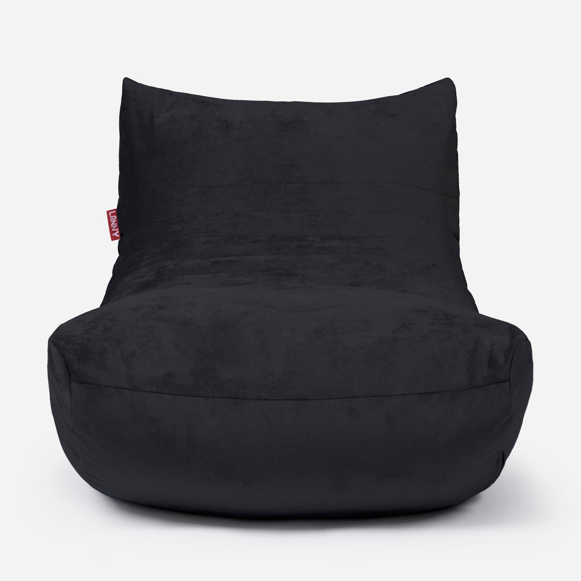 Curvy Aldo Black Bean Bag Chair & Footrest Set - Lanny Beanbag - Bean Bag Chairs