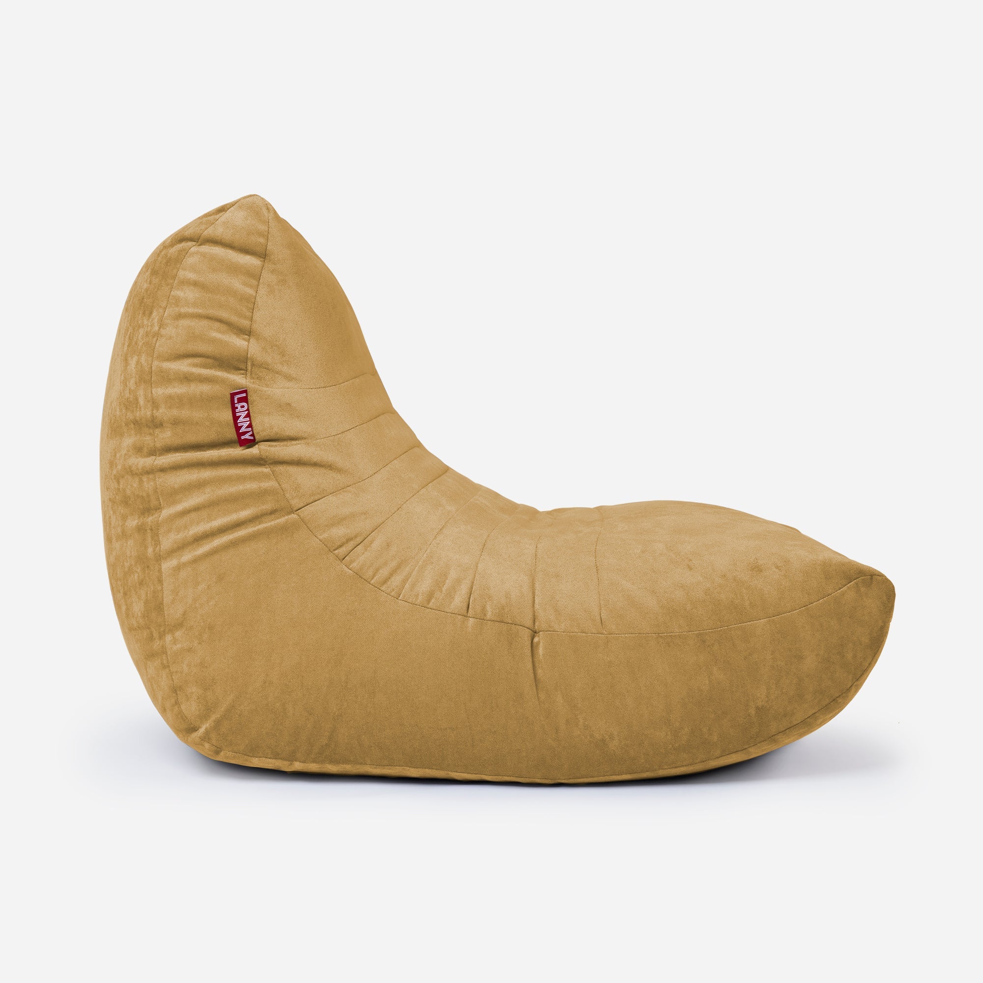 Curvy Aldo Mustard Bean Bag Chair & Footrest Set - Lanny Beanbag - Bean Bag Chairs