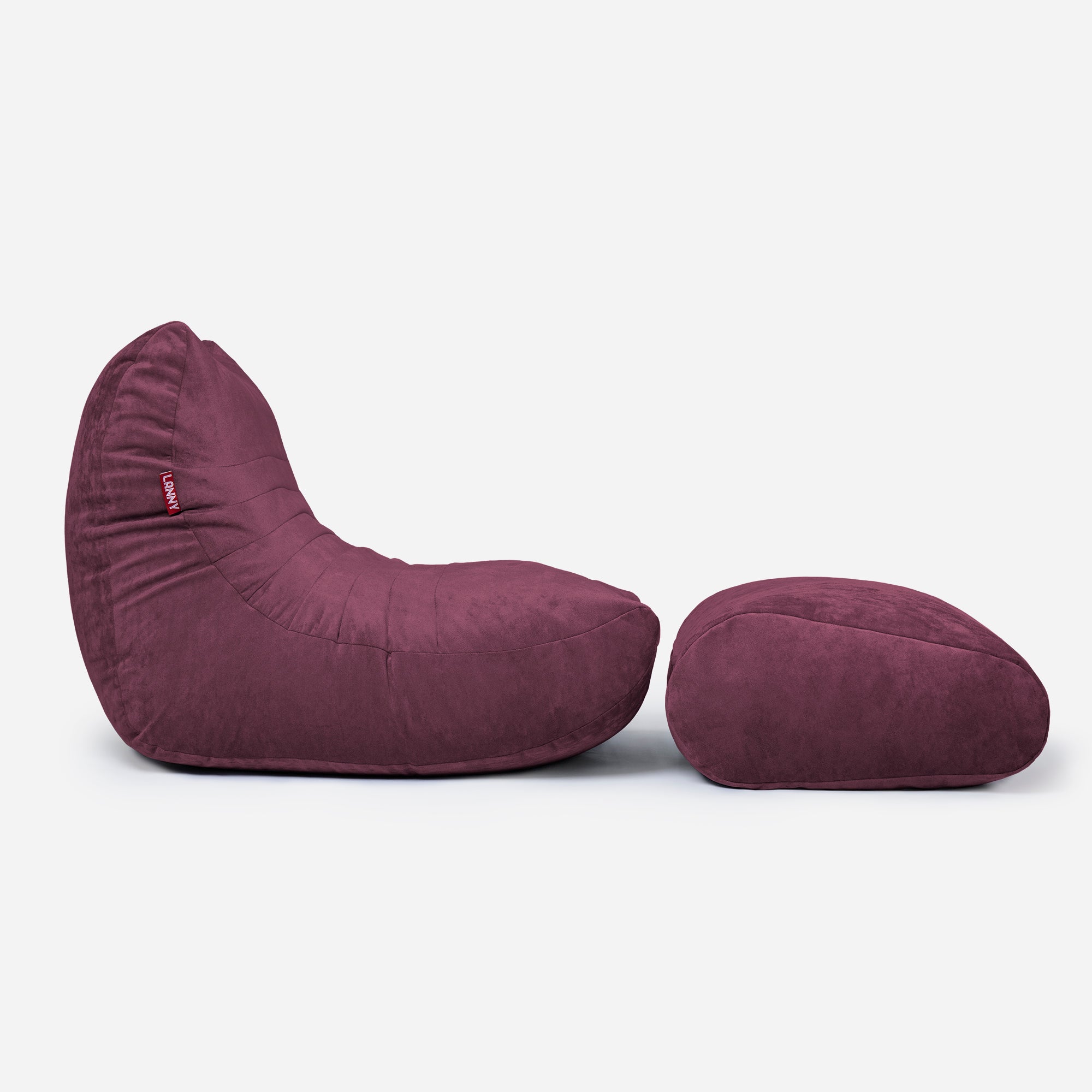 Curvy Aldo Purple Bean Bag Chair & Footrest Set - Lanny Beanbag - Bean Bag Chairs