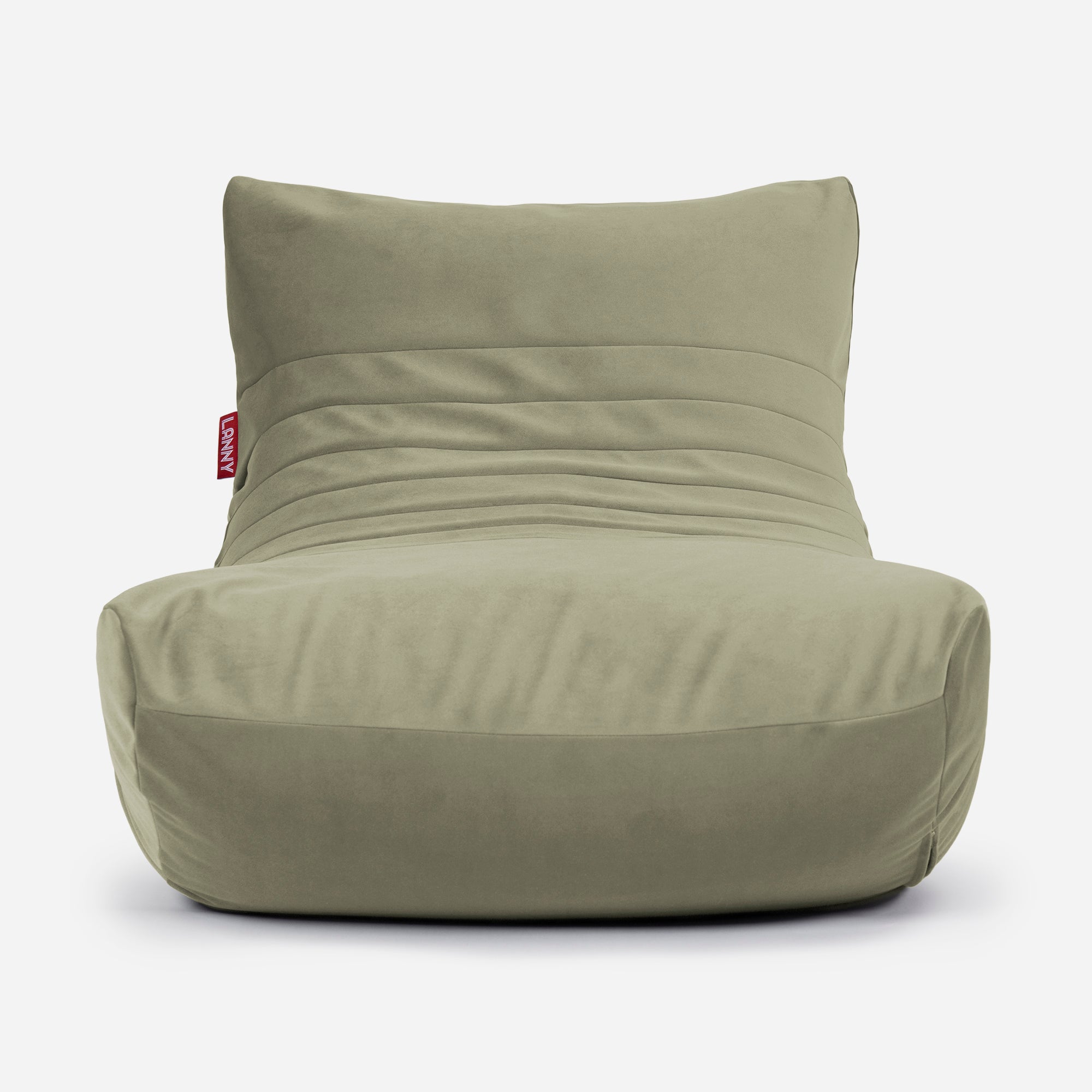 Curvy Velvet Khaki Bean bag Chair & Footrest Set - Lanny Beanbag - Bean Bag Chairs