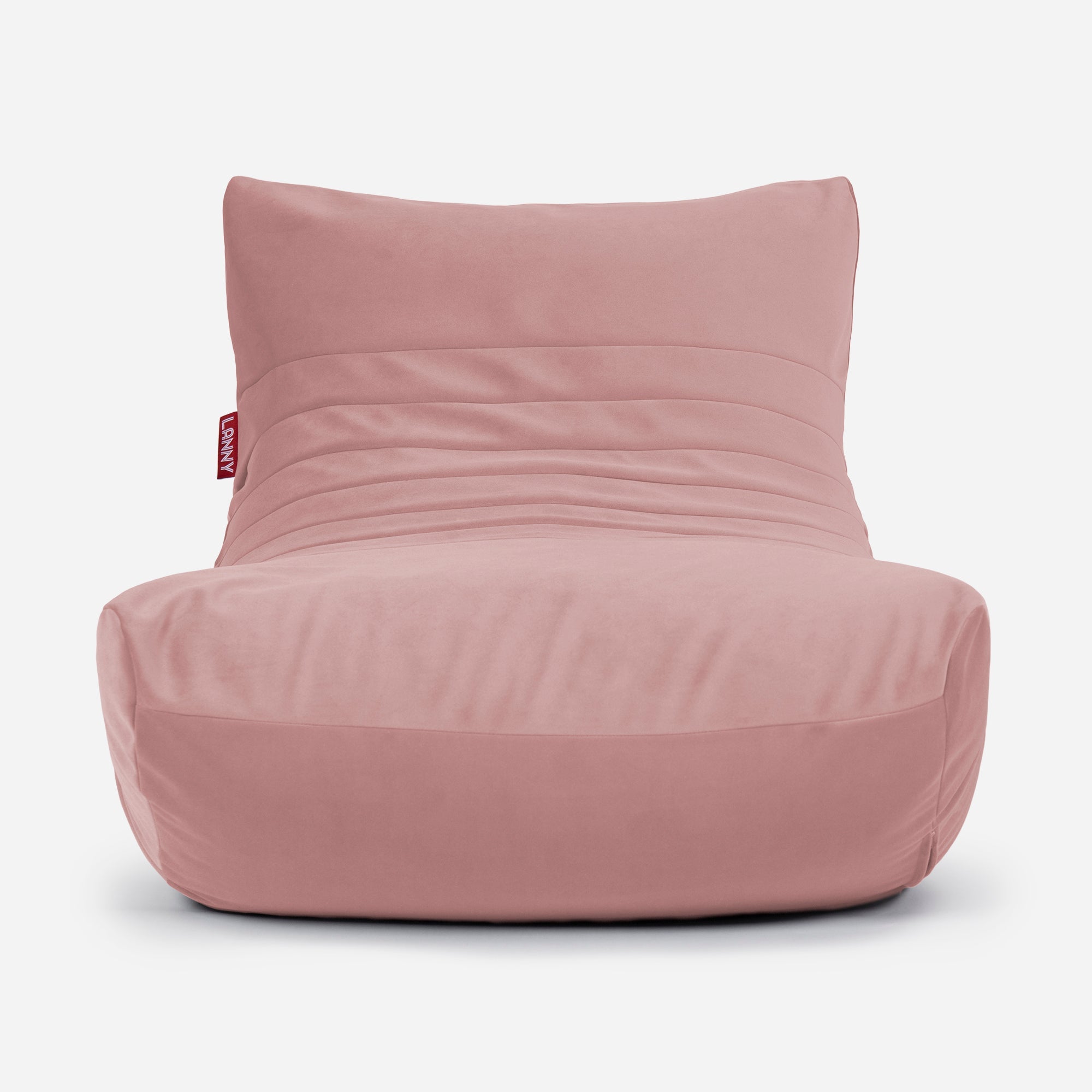 Curvy Velvet Pink Bean bag Chair & Footrest Set - Lanny Beanbag - Bean Bag Chairs