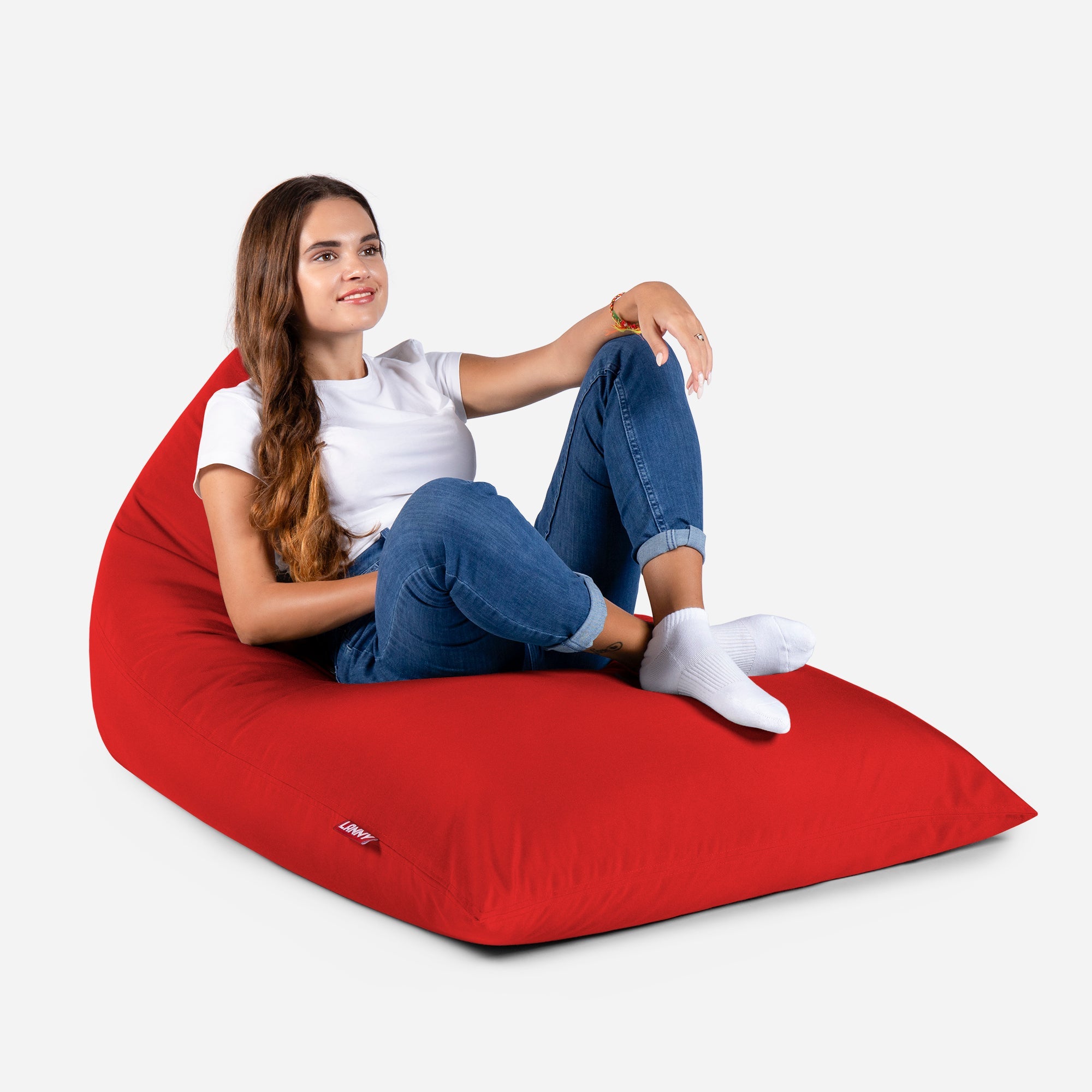 Lanny Solid Tone Outdoor Slim Bean Bag - Bold Red - Lanny Beanbag - Bean Bag Chairs