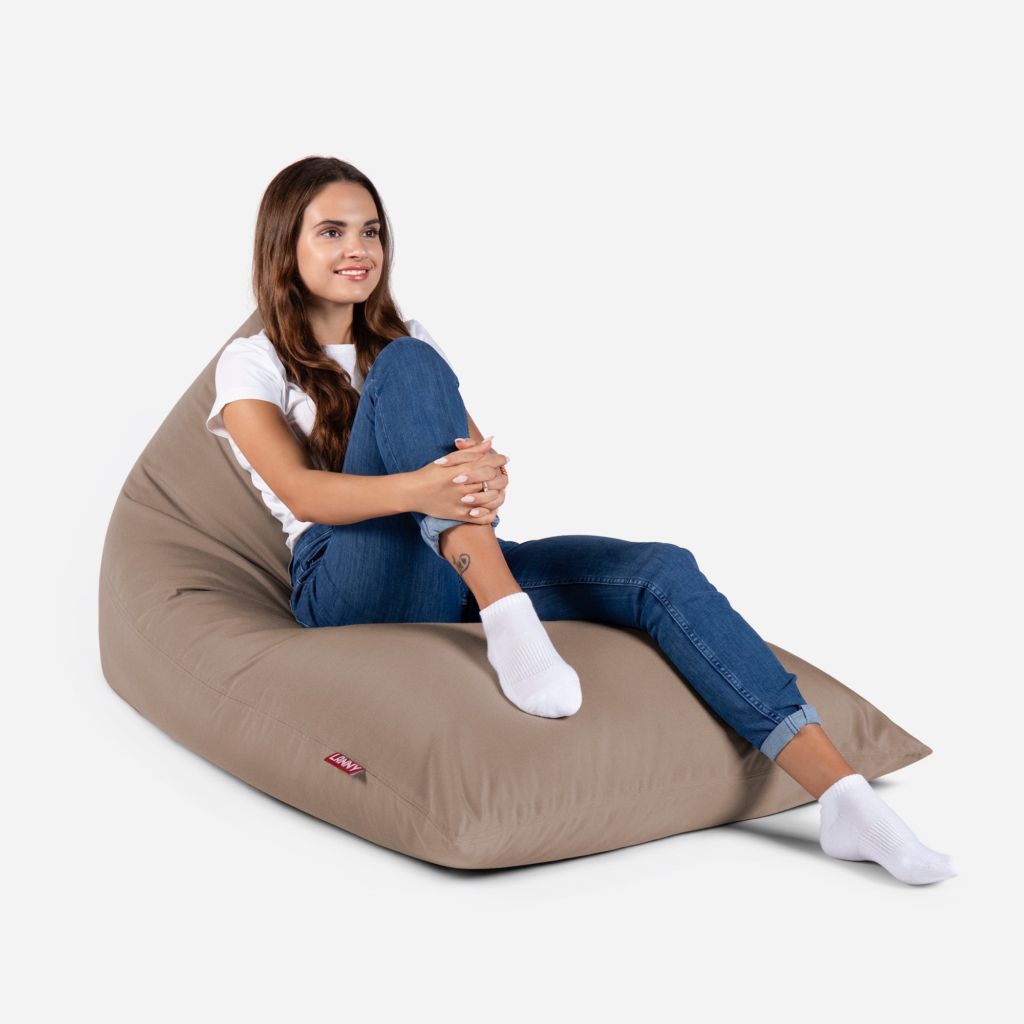 Lanny Solid Tone Outdoor Slim Bean Bag - Earth Clay - Lanny Beanbag - Bean Bag Chairs