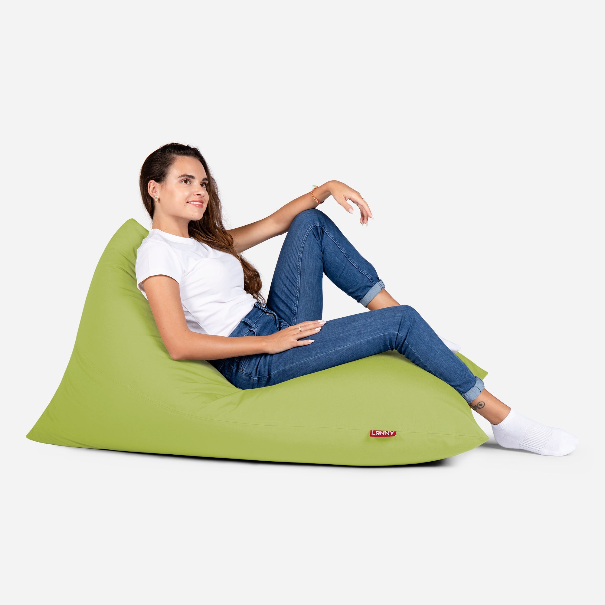 Lanny Solid Tone Outdoor Slim Bean Bag - Fresh Green - Lanny Beanbag - Bean Bag Chairs