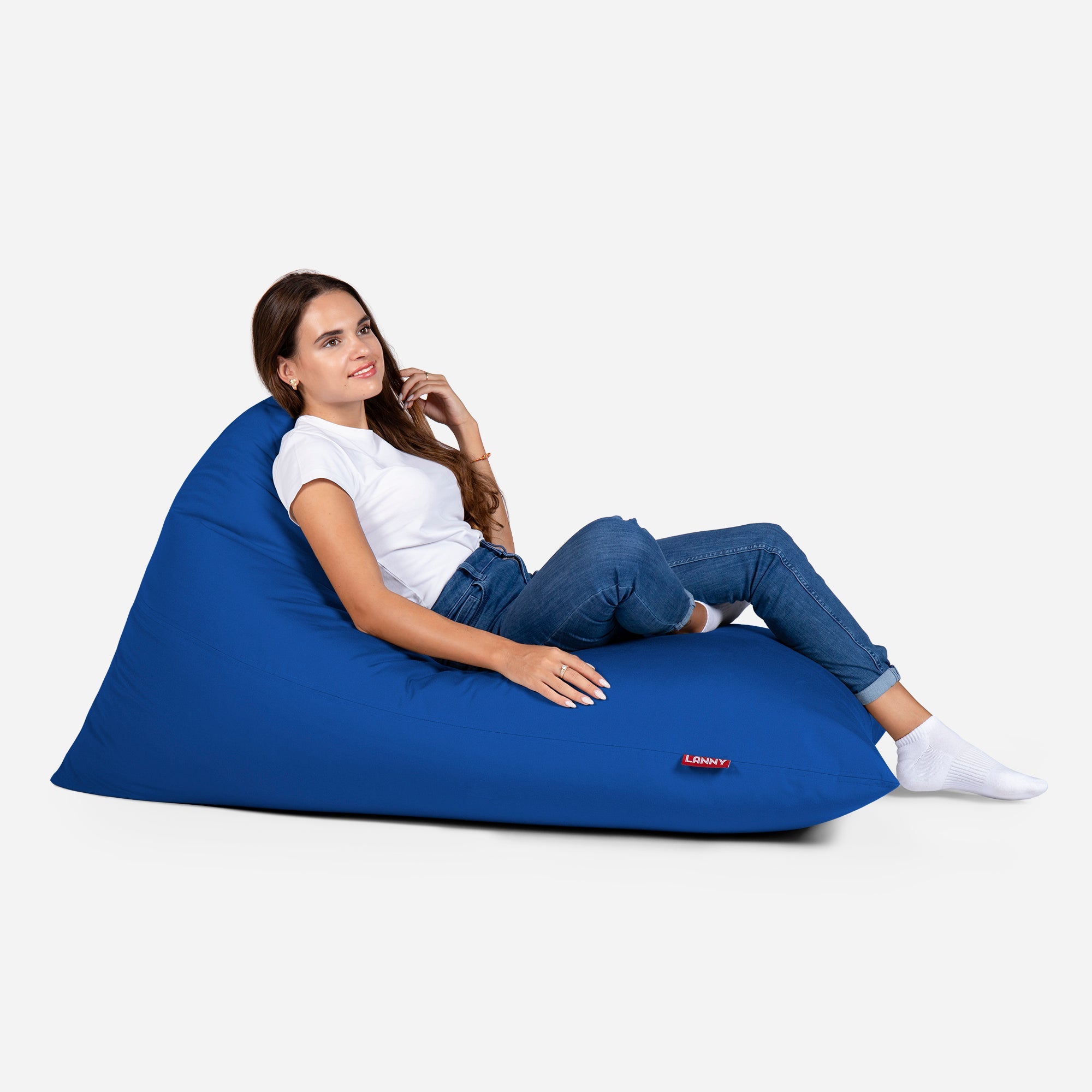 Lanny Solid Tone Outdoor Slim Bean Bag - Navy Blue - Lanny Beanbag - Bean Bag Chairs