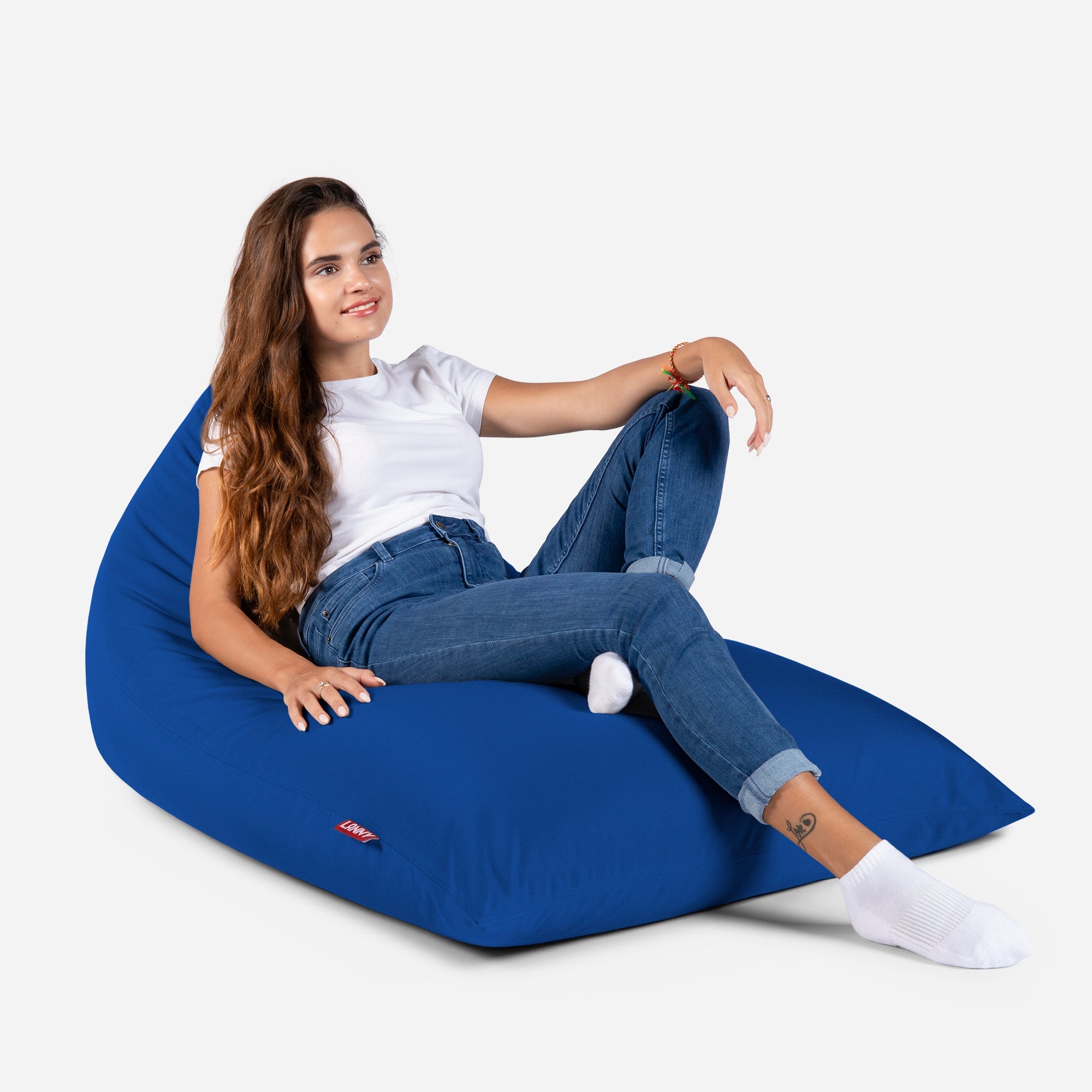 Lanny Solid Tone Outdoor Slim Bean Bag - Navy Blue - Lanny Beanbag - Bean Bag Chairs