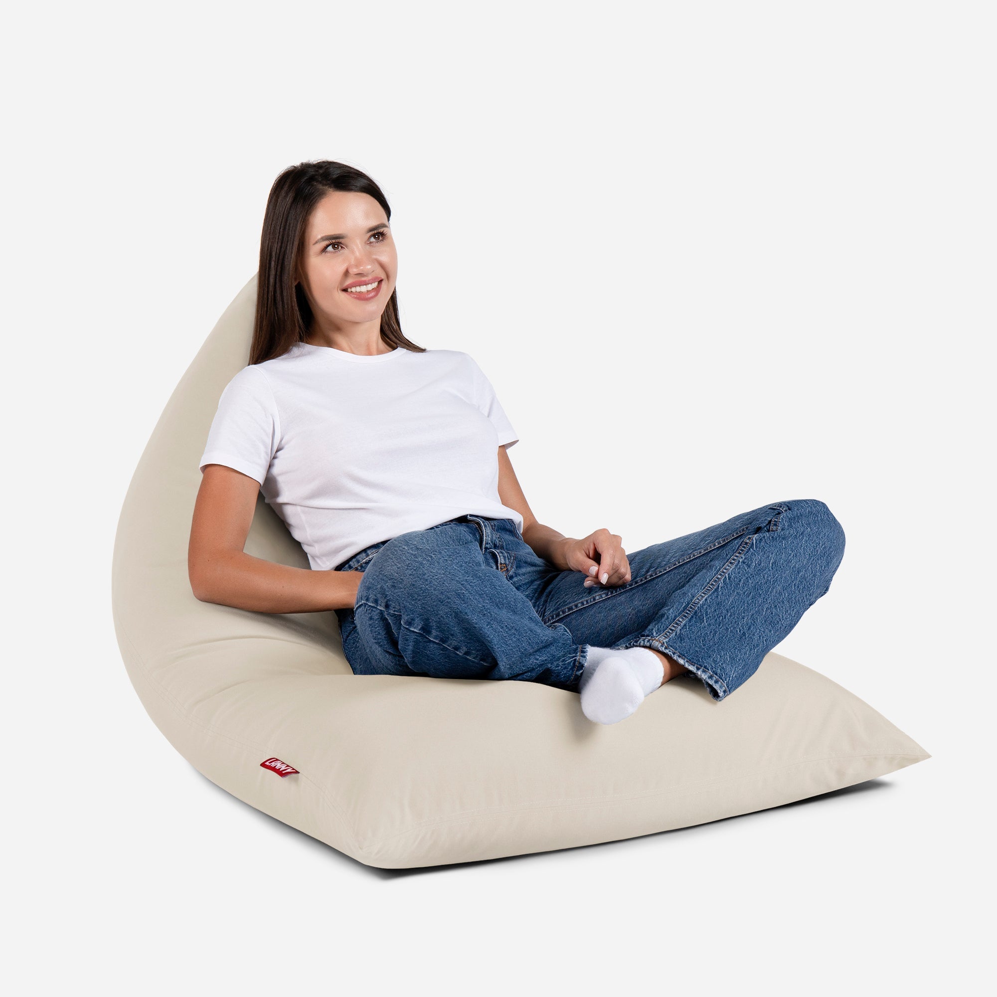 Lanny Solid Tone Outdoor Slim Bean Bag - Sand Whisper - Lanny Beanbag - Bean Bag Chairs