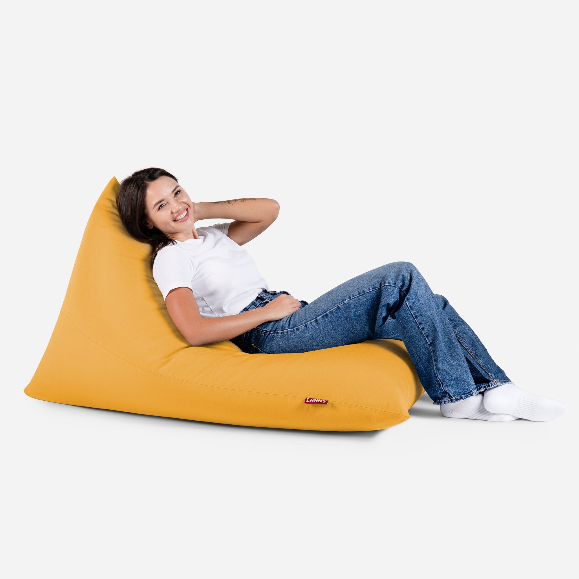 Lanny Solid Tone Outdoor Slim Bean Bag - Sunny Yellow - Lanny Beanbag - Bean Bag Chairs