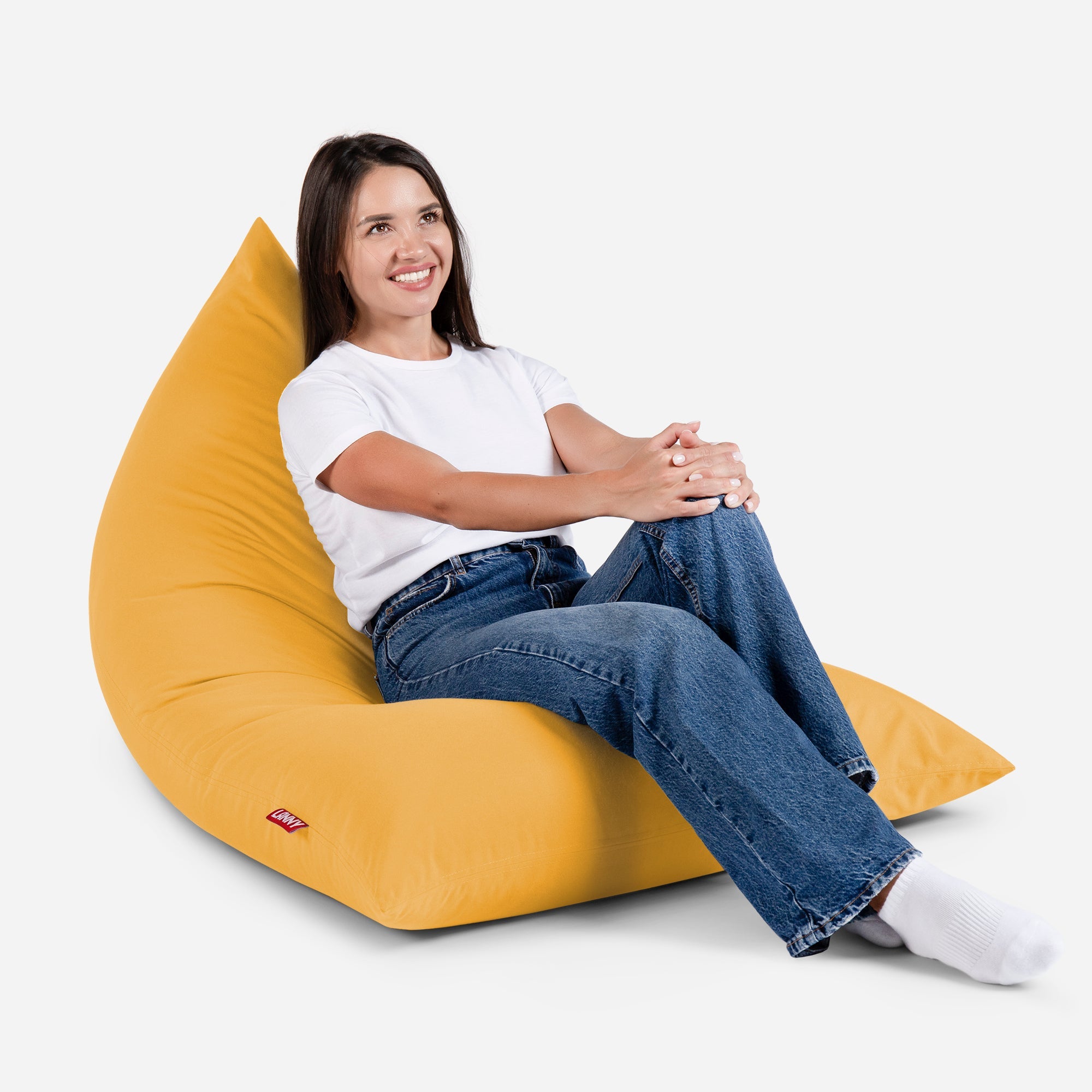 Lanny Solid Tone Outdoor Slim Bean Bag - Sunny Yellow - Lanny Beanbag - Bean Bag Chairs
