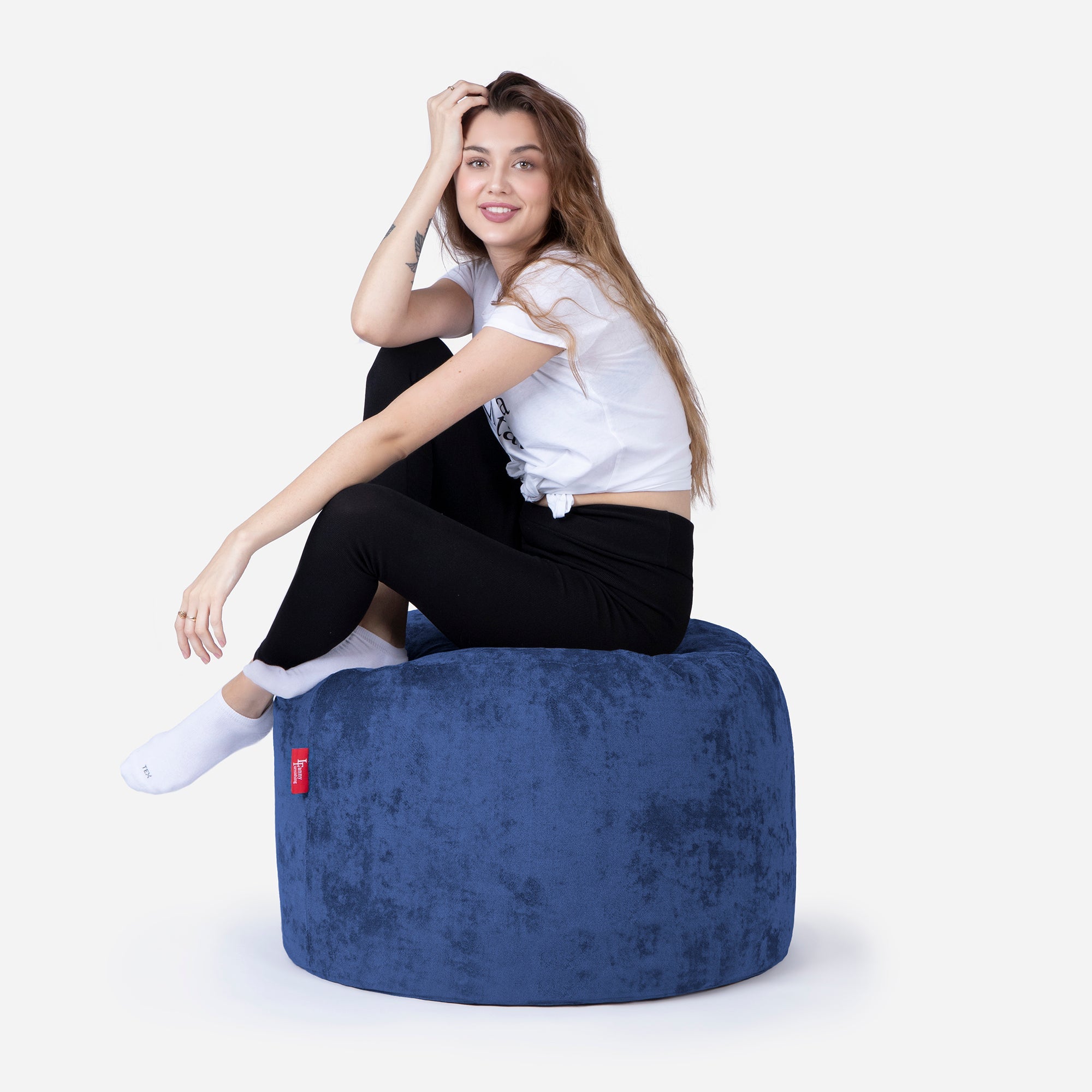 Medium Aldo Blue Pouf - Lanny Beanbag - Ottomans