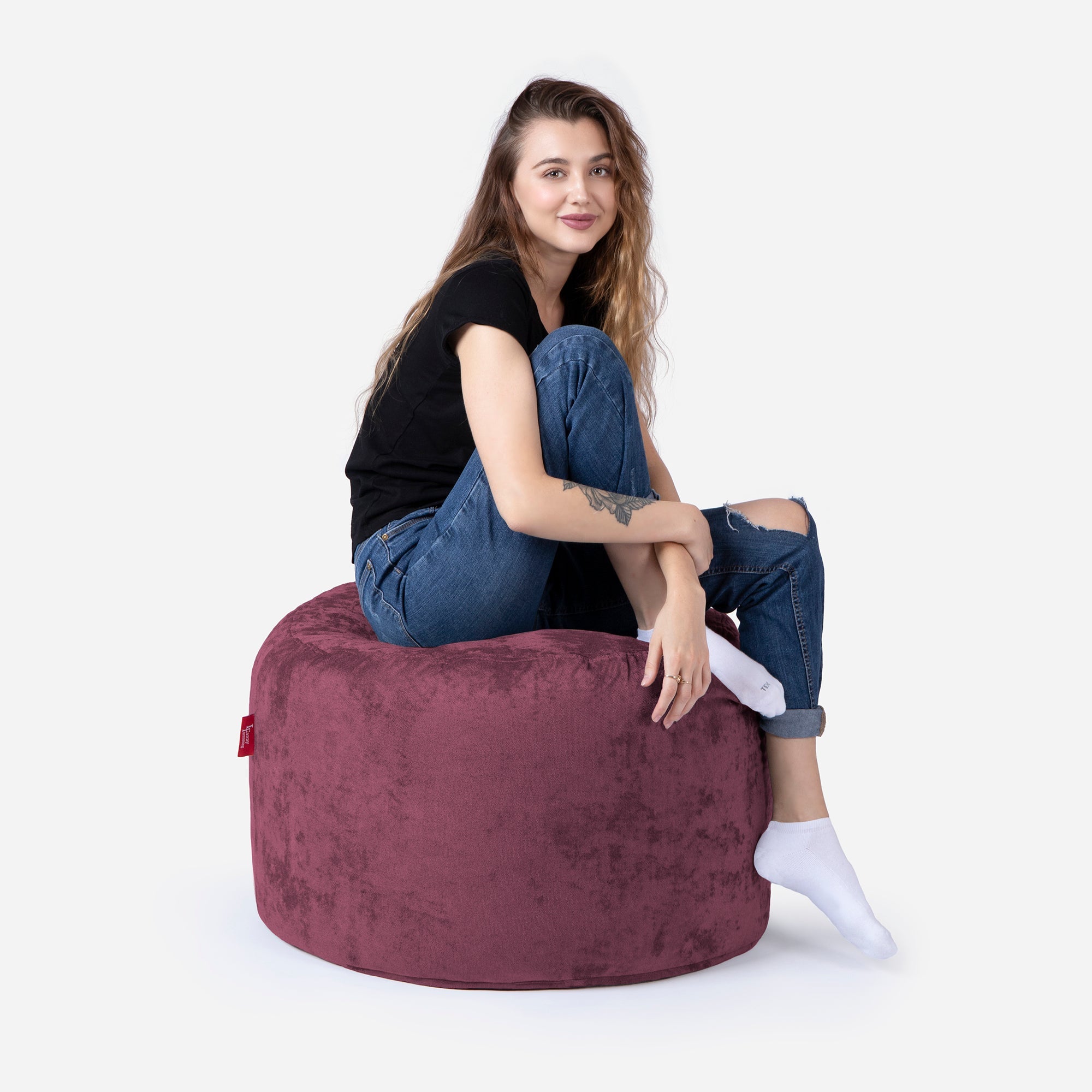 Medium Aldo Purple Pouf - Lanny Beanbag - Ottomans