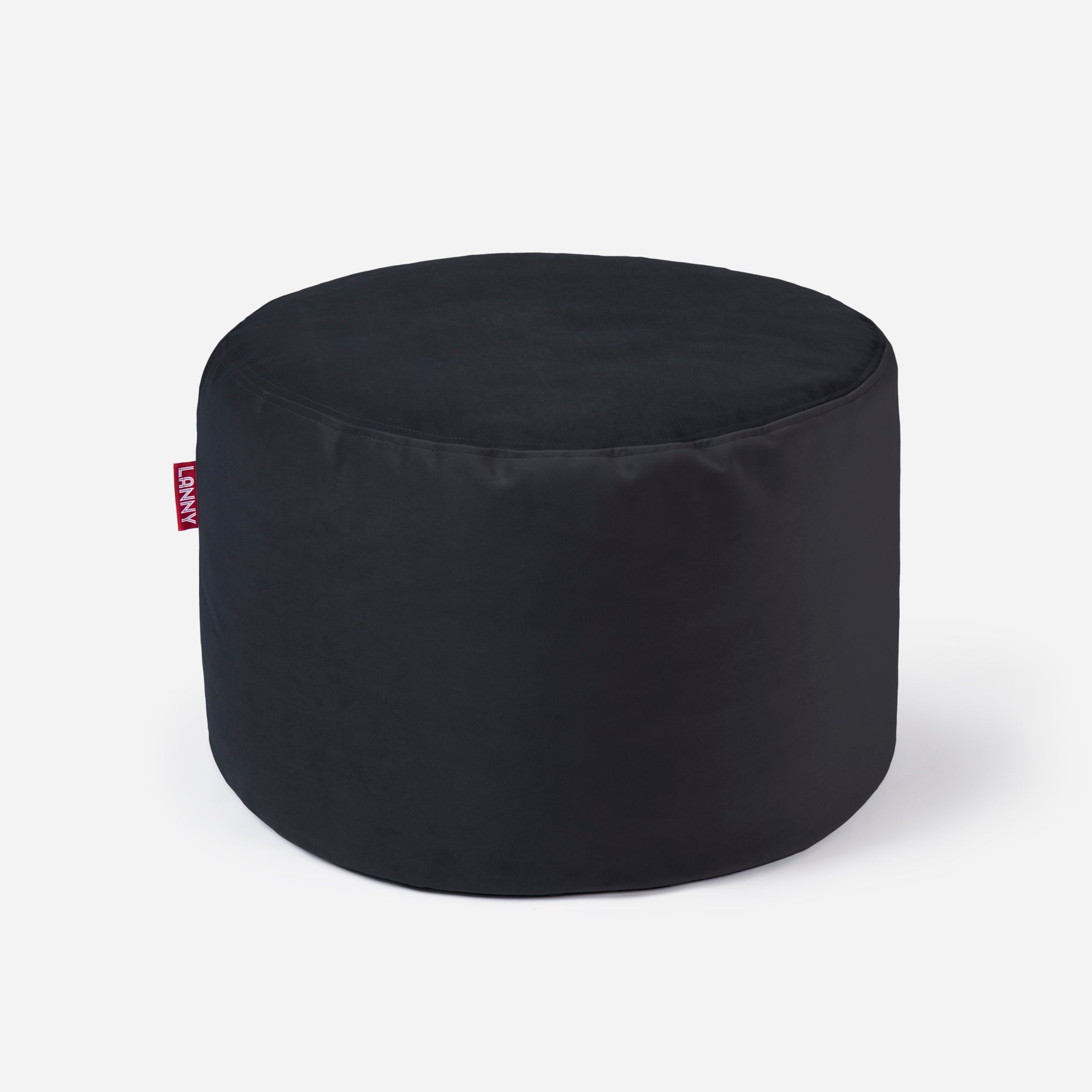 Medium Velvet Black Pouf - Lanny Beanbag - Ottomans