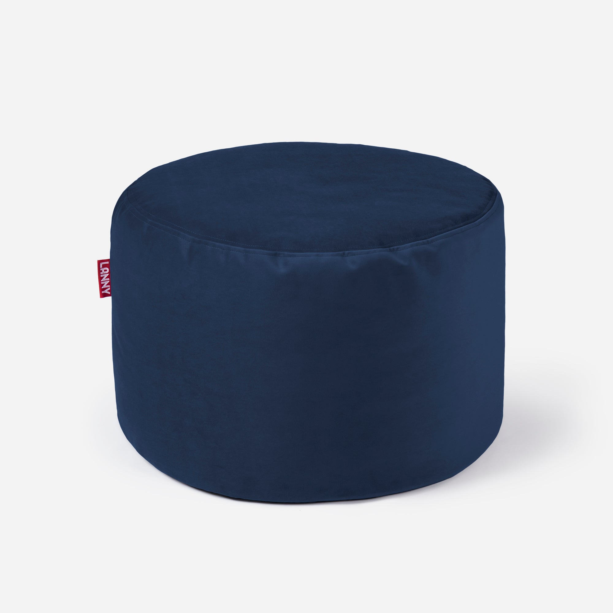 Medium Velvet Blue Pouf - Lanny Beanbag - Ottomans