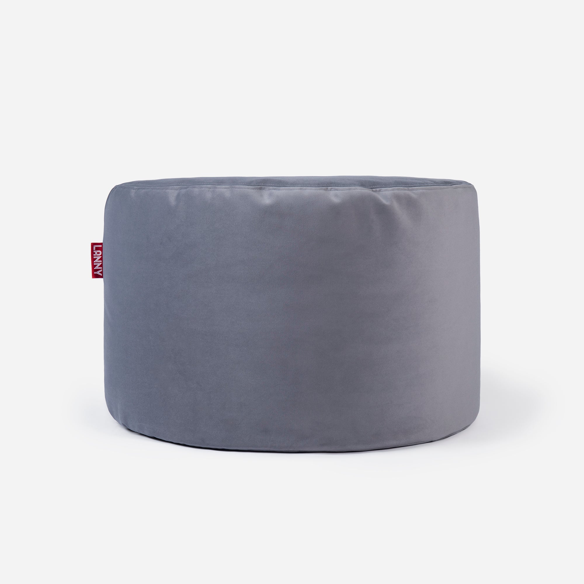 Medium Velvet Gray Pouf - Lanny Beanbag - Ottomans