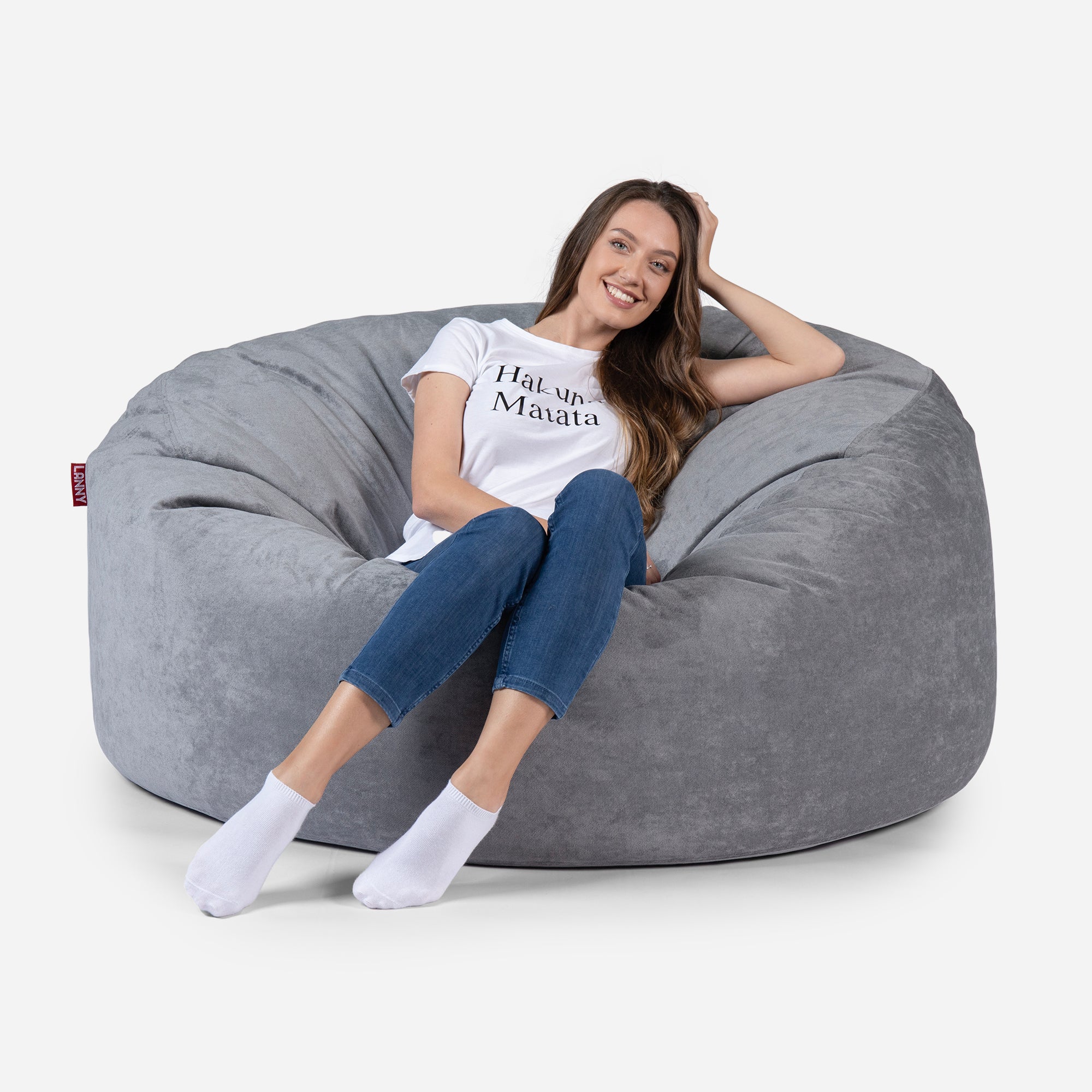 Original Large Aldo Gray Bean Bag - Lanny Beanbag - Bean Bag Chairs