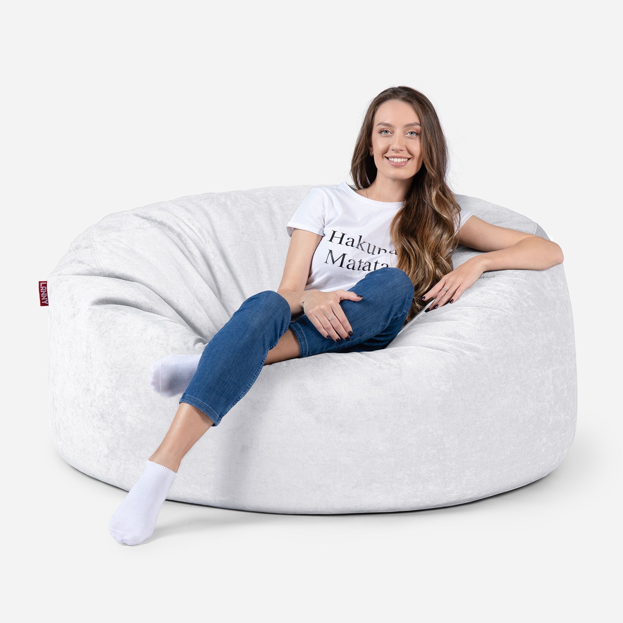 Original Large Aldo White Bean Bag - Lanny Beanbag - Bean Bag Chairs