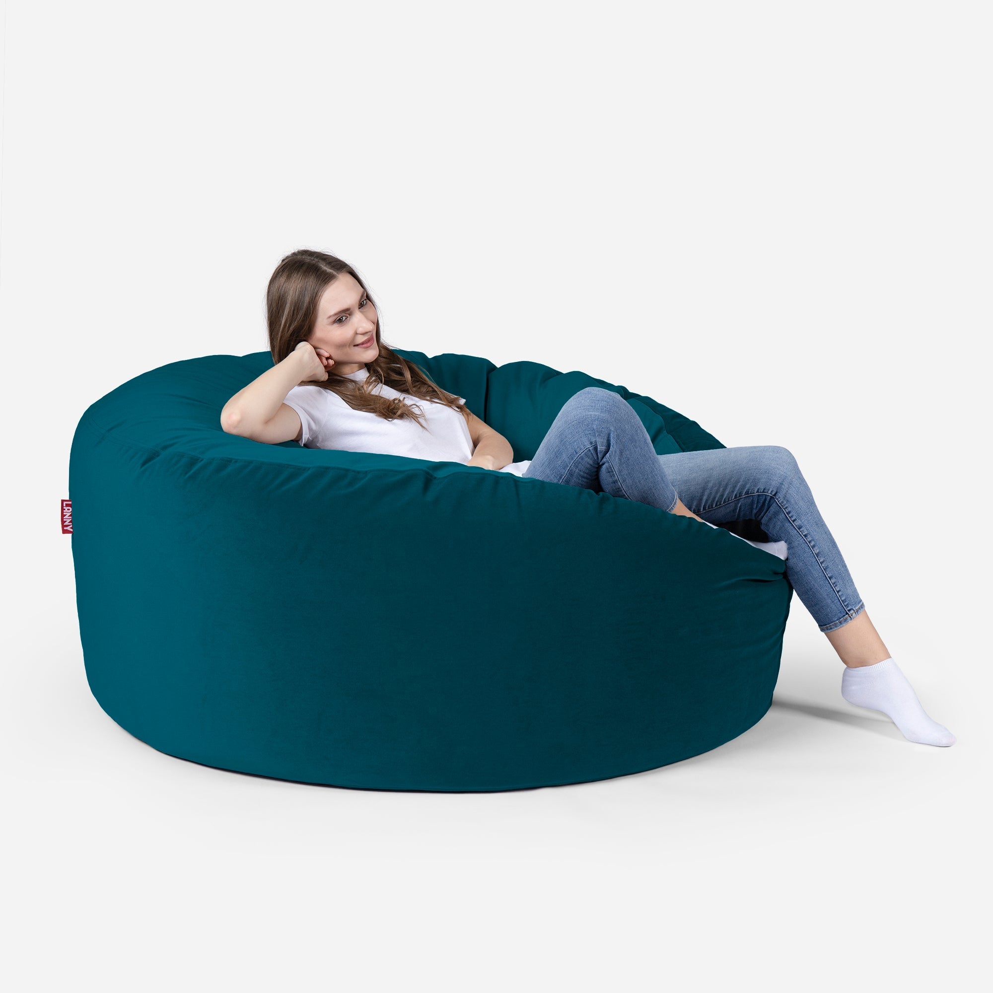 Original Large Velvet Aqua Bean bag - Lanny Beanbag - Bean Bag Chairs