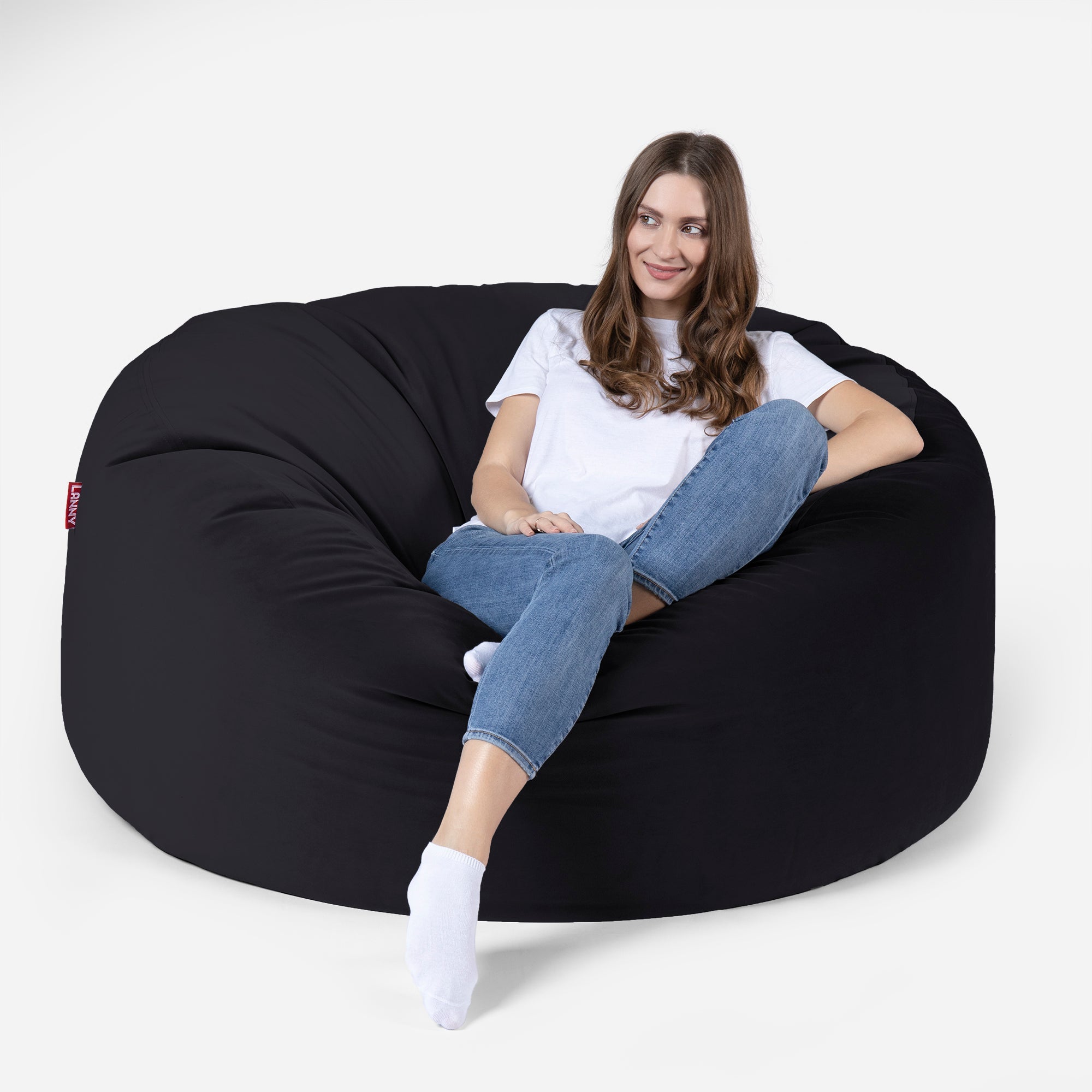 Original Large Velvet Black Bean Bag - Lanny Beanbag - Bean Bag Chairs