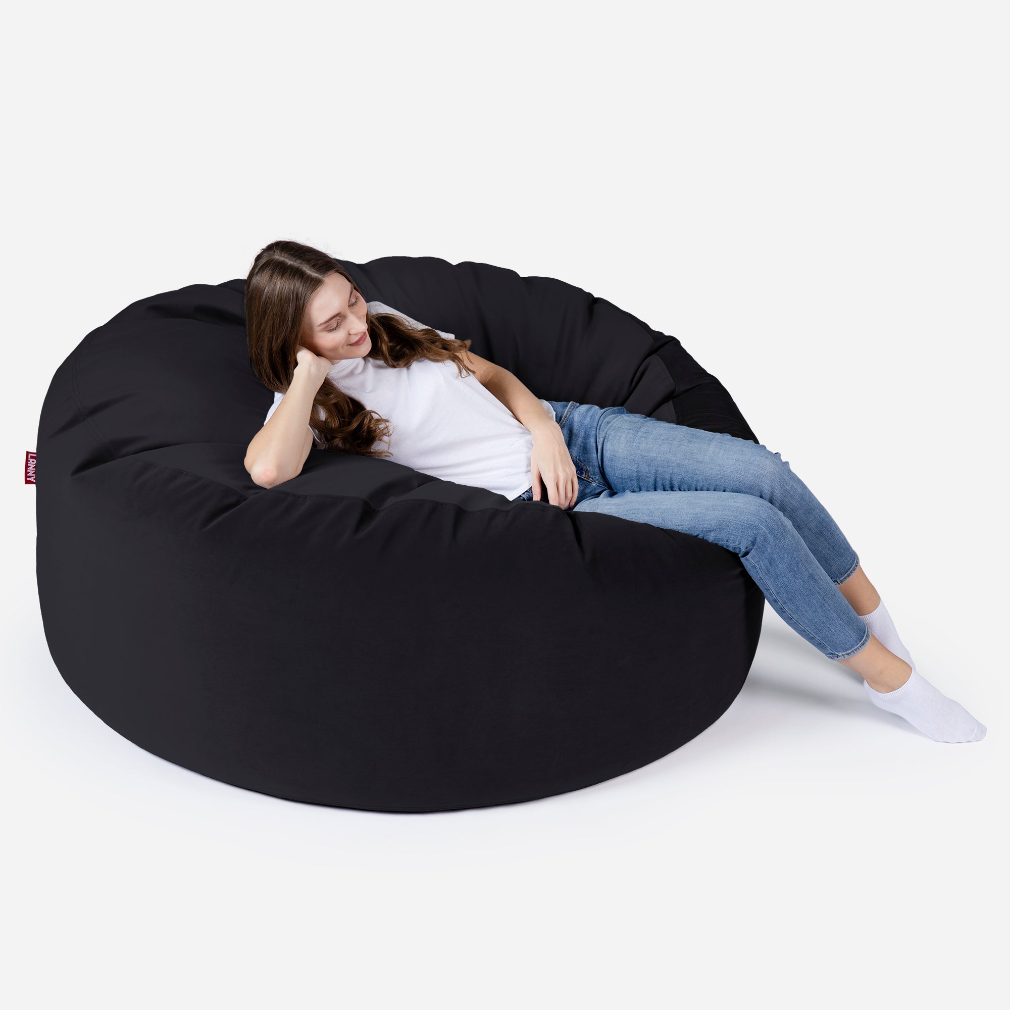 Original Large Velvet Black Bean Bag - Lanny Beanbag - Bean Bag Chairs
