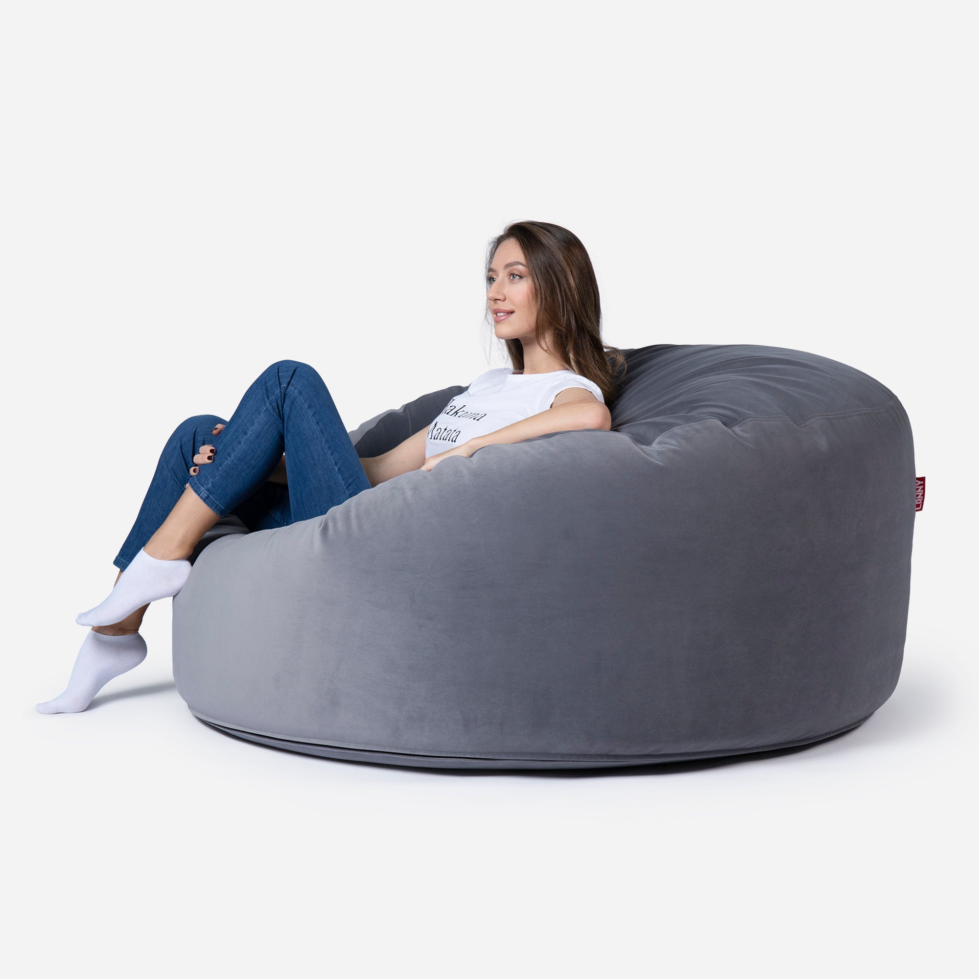 Original Large Velvet Gray Bean bag - Lanny Beanbag - Bean Bag Chairs