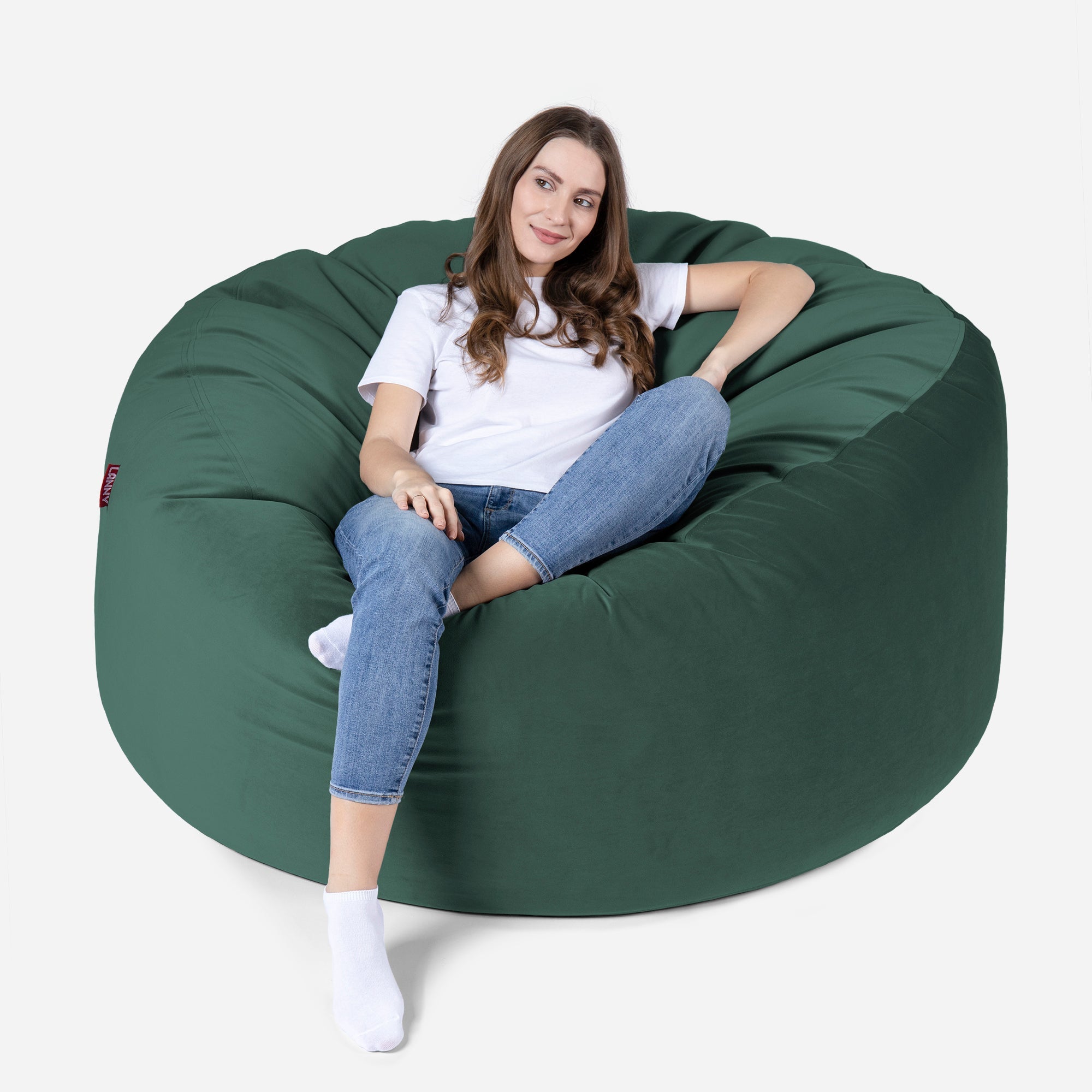Original Large Velvet Green Bean Bag - Lanny Beanbag - Bean Bag Chairs