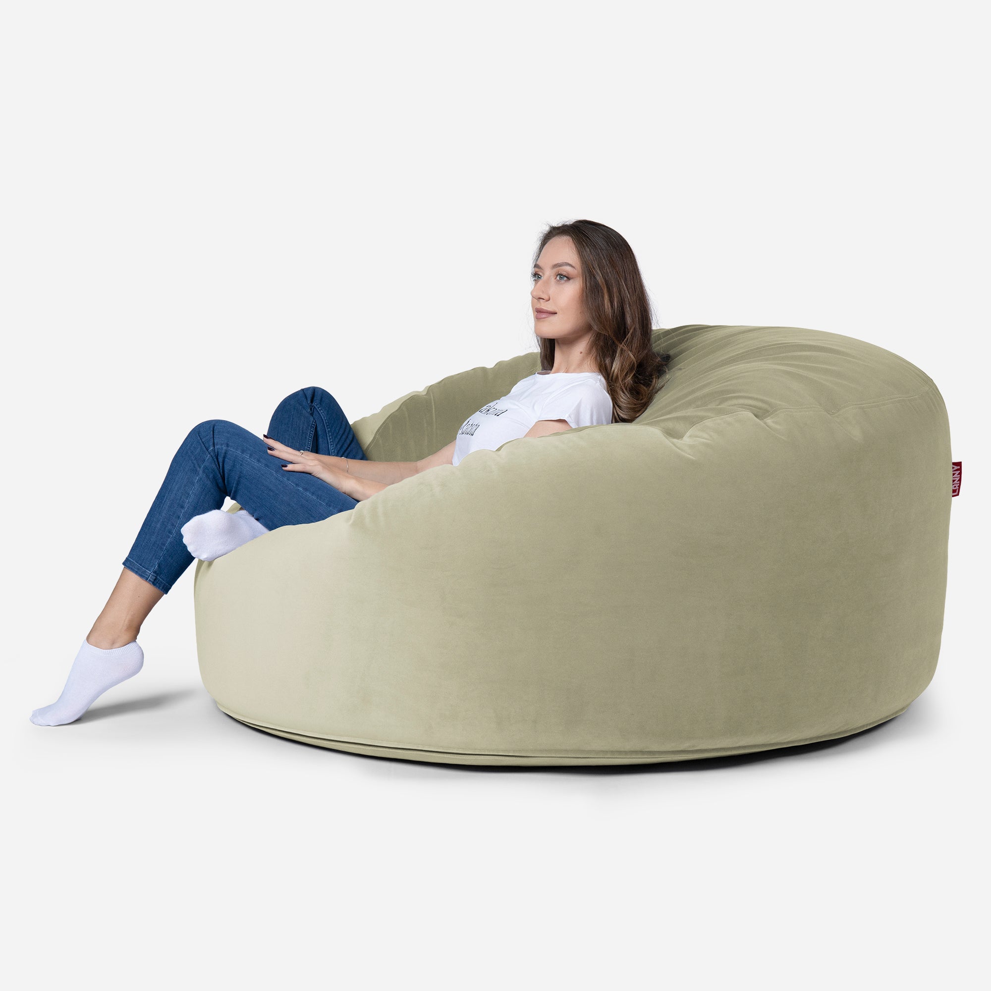 Original Large Velvet Khaki Bean Bag - Lanny Beanbag - Bean Bag Chairs