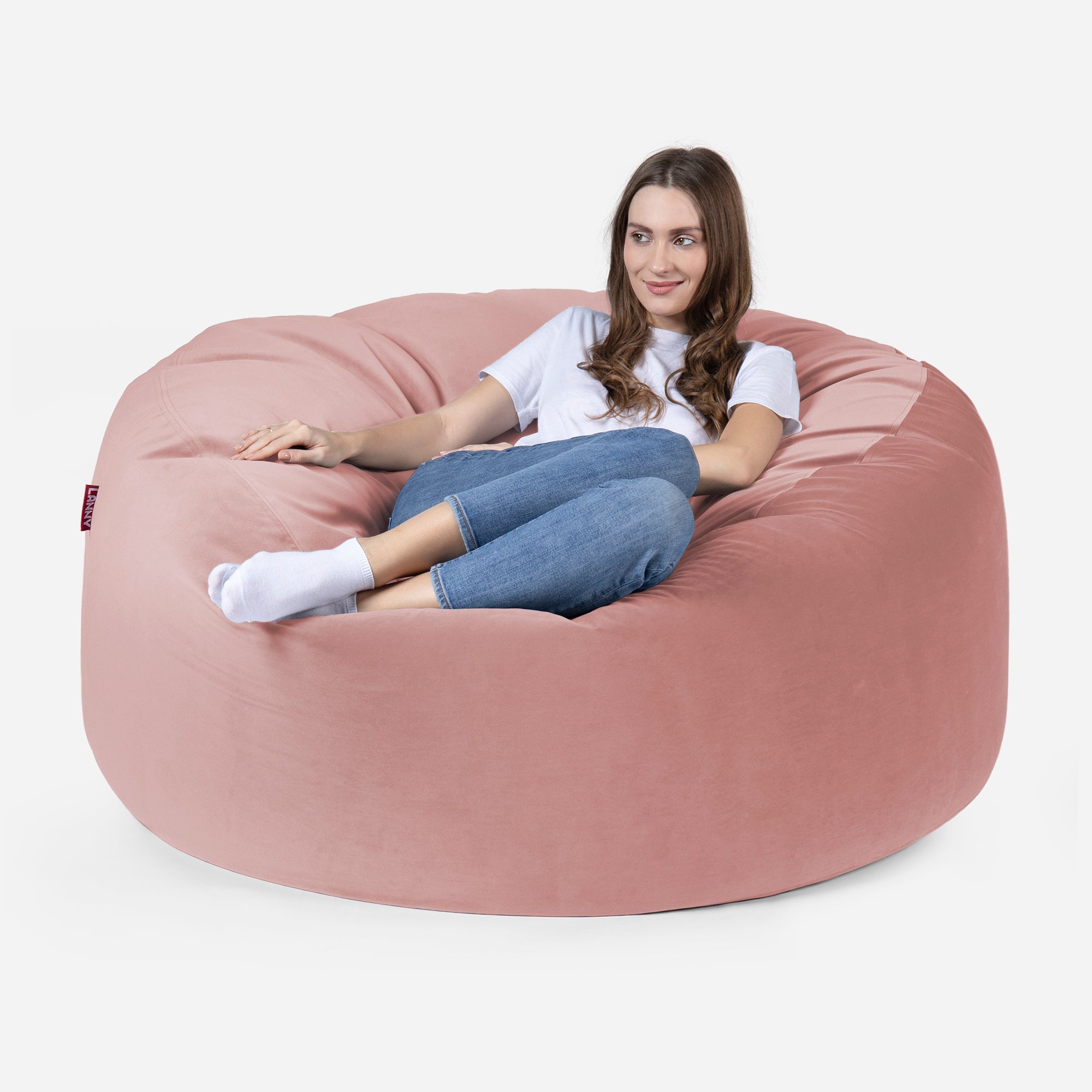 Original Large Velvet Pink Bean bag - Lanny Beanbag - Bean Bag Chairs