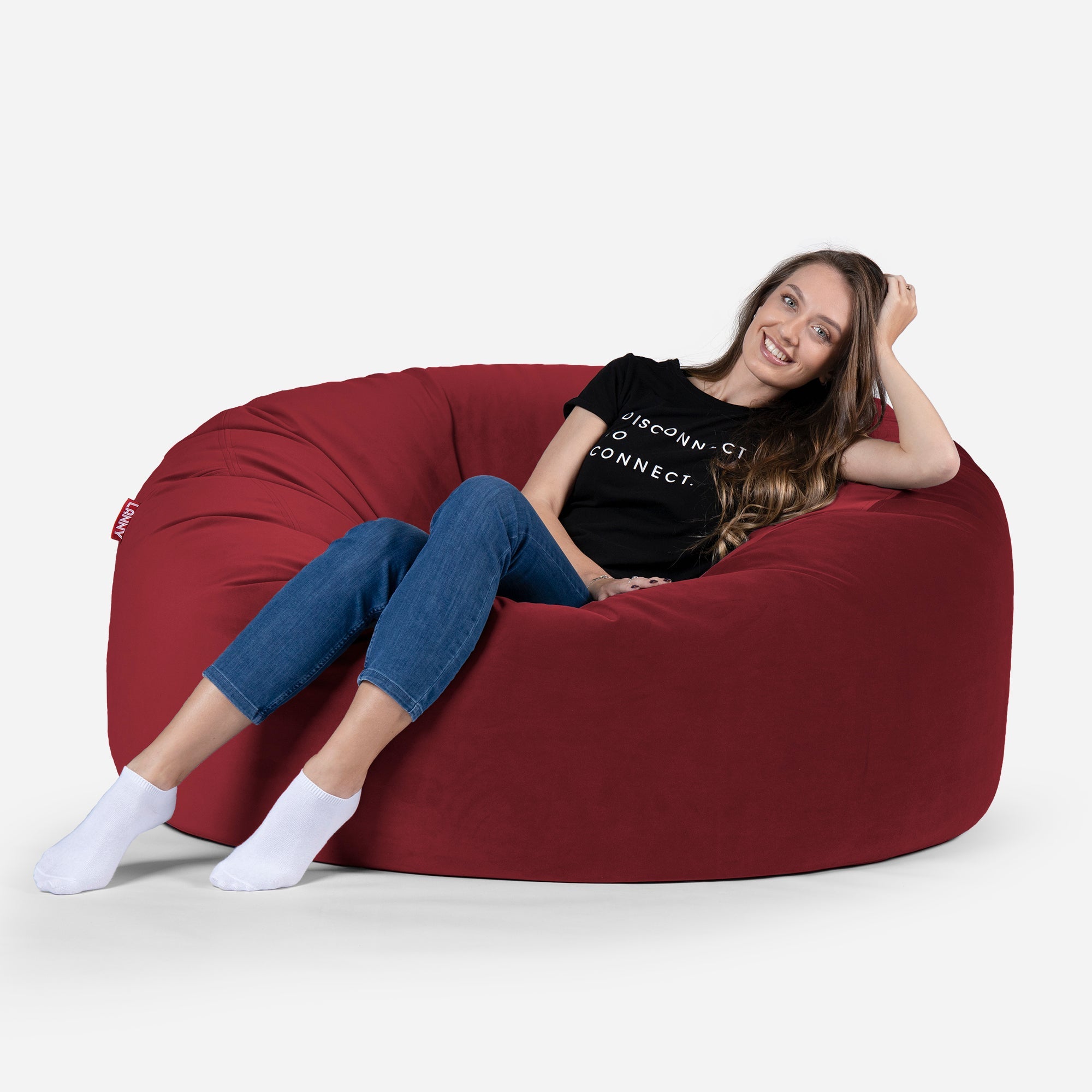 Original Large Velvet Red Bean bag - Lanny Beanbag - Bean Bag Chairs