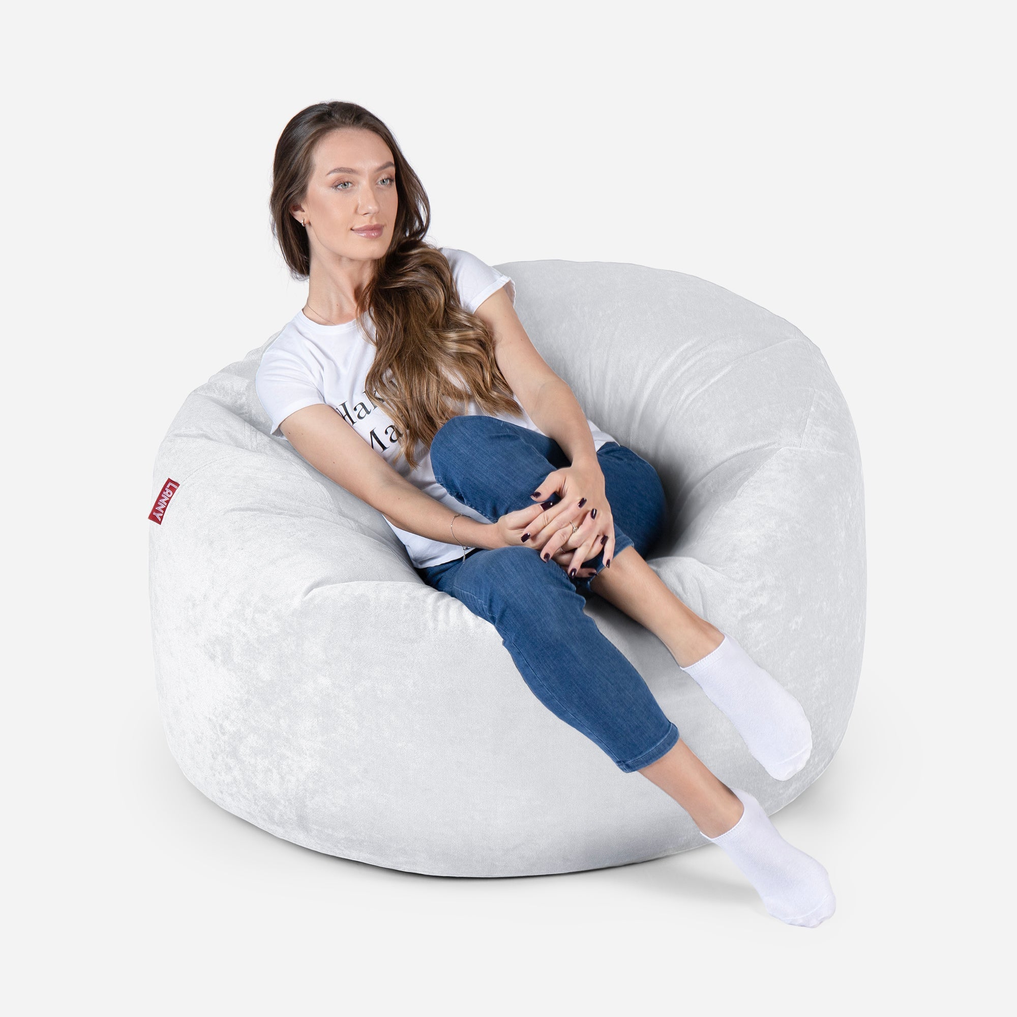 Original Medium Aldo White Bean Bag - Lanny Beanbag - Bean Bag Chairs