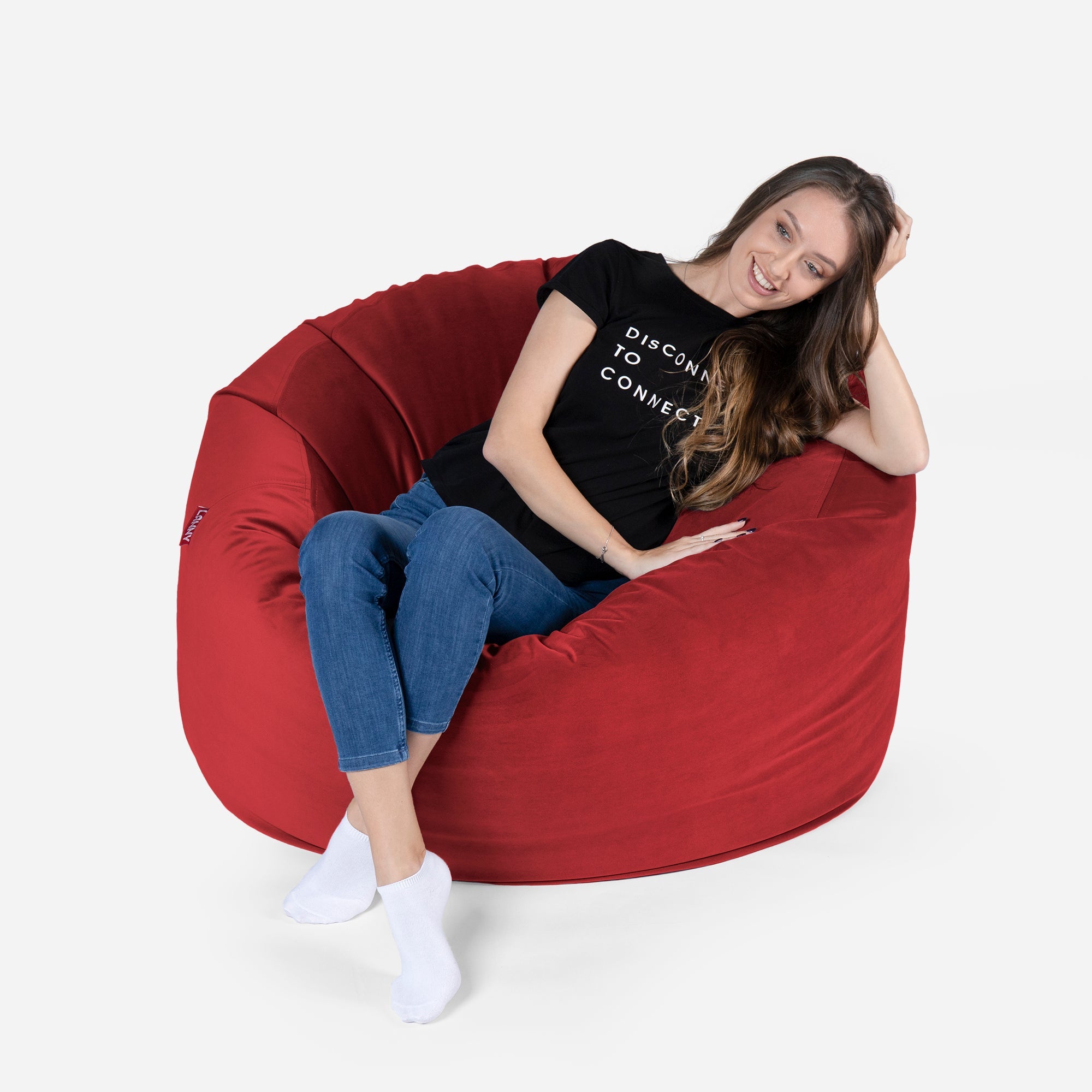 Original Medium Velvet Red Bean bag - Lanny Beanbag - Bean Bag Chairs