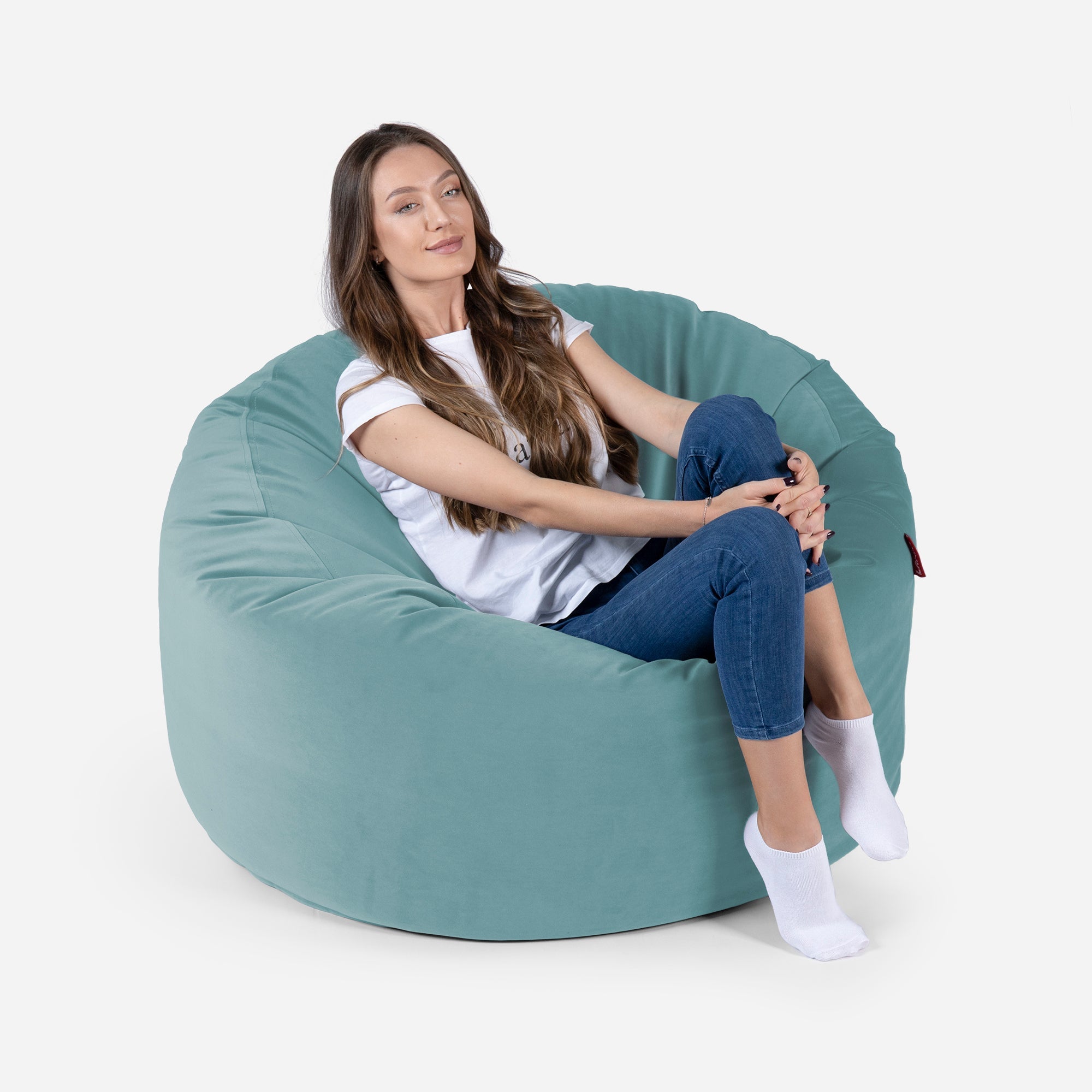 Original Medium Velvet Turquoise Bean bag - Lanny Beanbag - Bean Bag Chairs