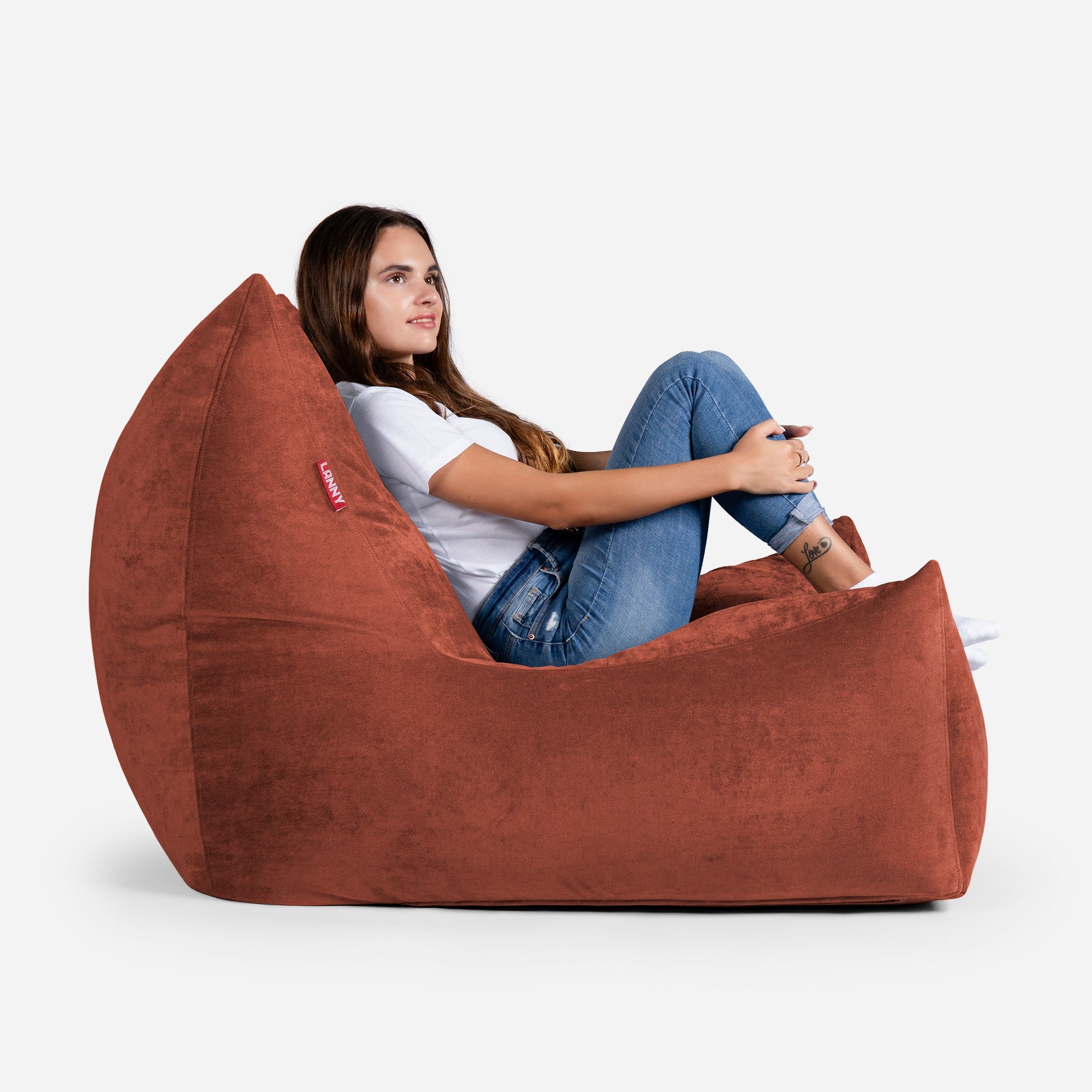 Quadro Aldo Amber Bean bag Chair & Footrest Set - Lanny Beanbag - Bean Bag Chairs