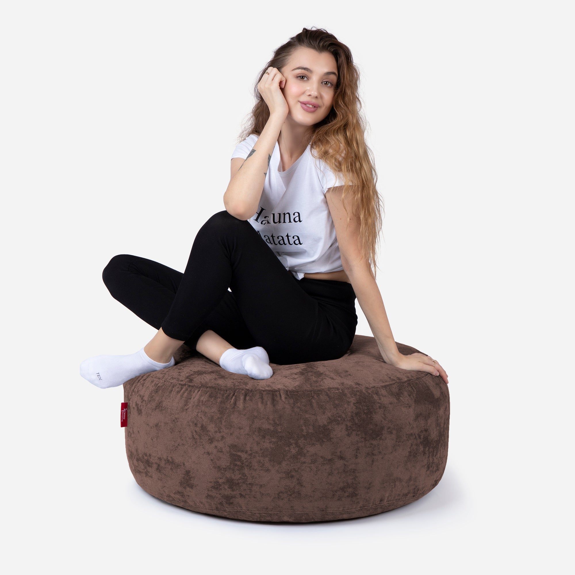 Short Aldo Brown Pouf - Lanny Beanbag - Ottomans