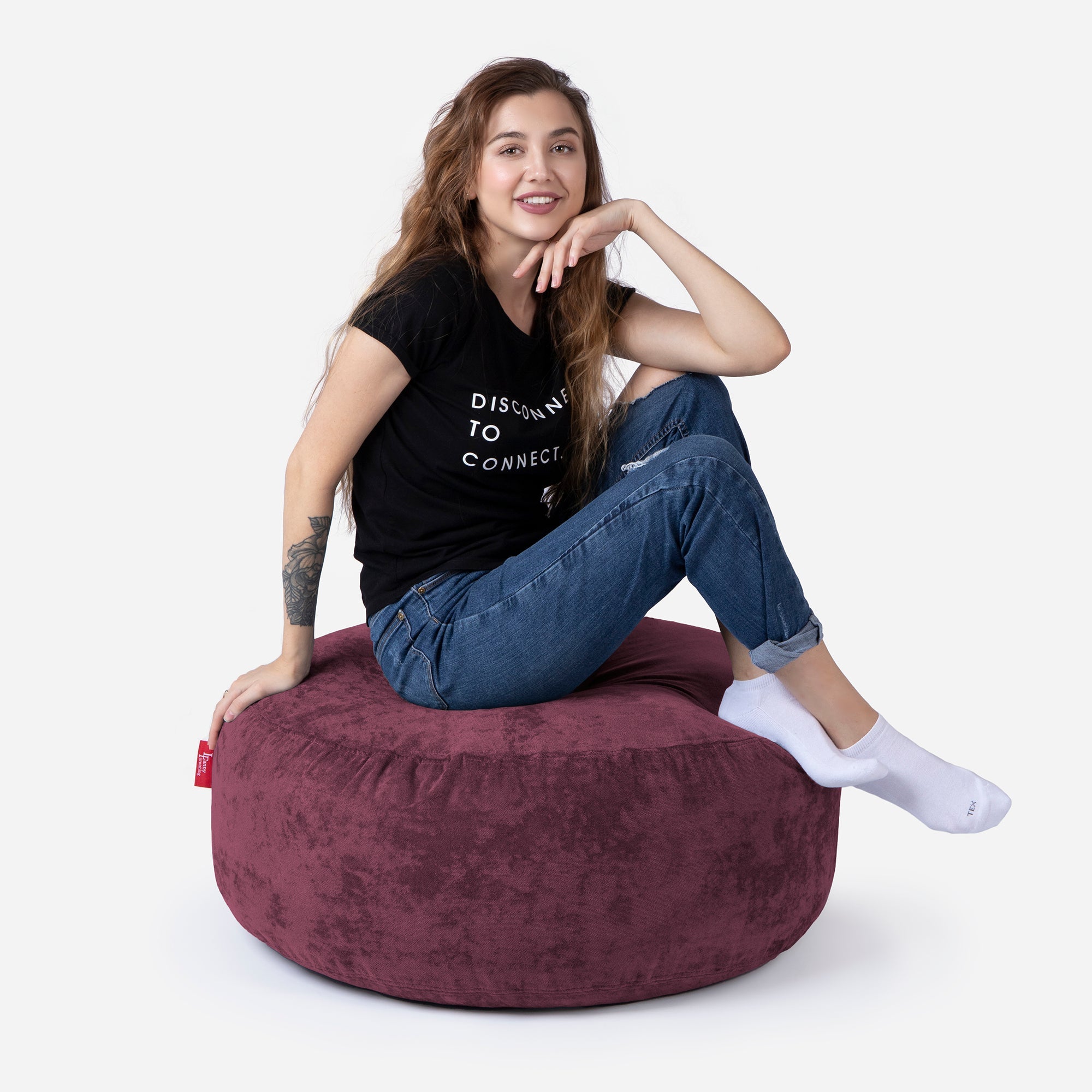 Short Aldo Purple Pouf - Lanny Beanbag - Ottomans