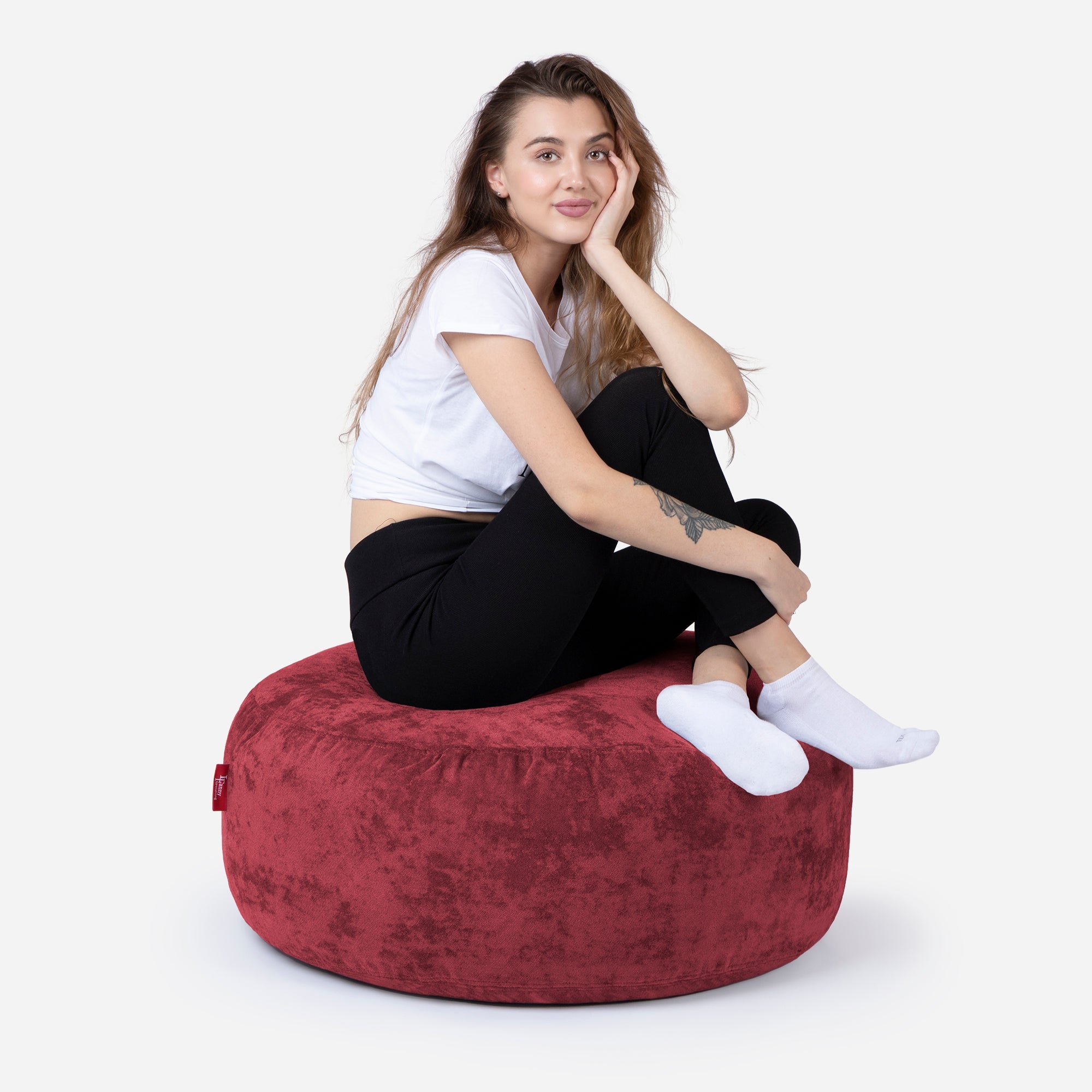 Short Aldo Red Pouf - Lanny Beanbag - Ottomans