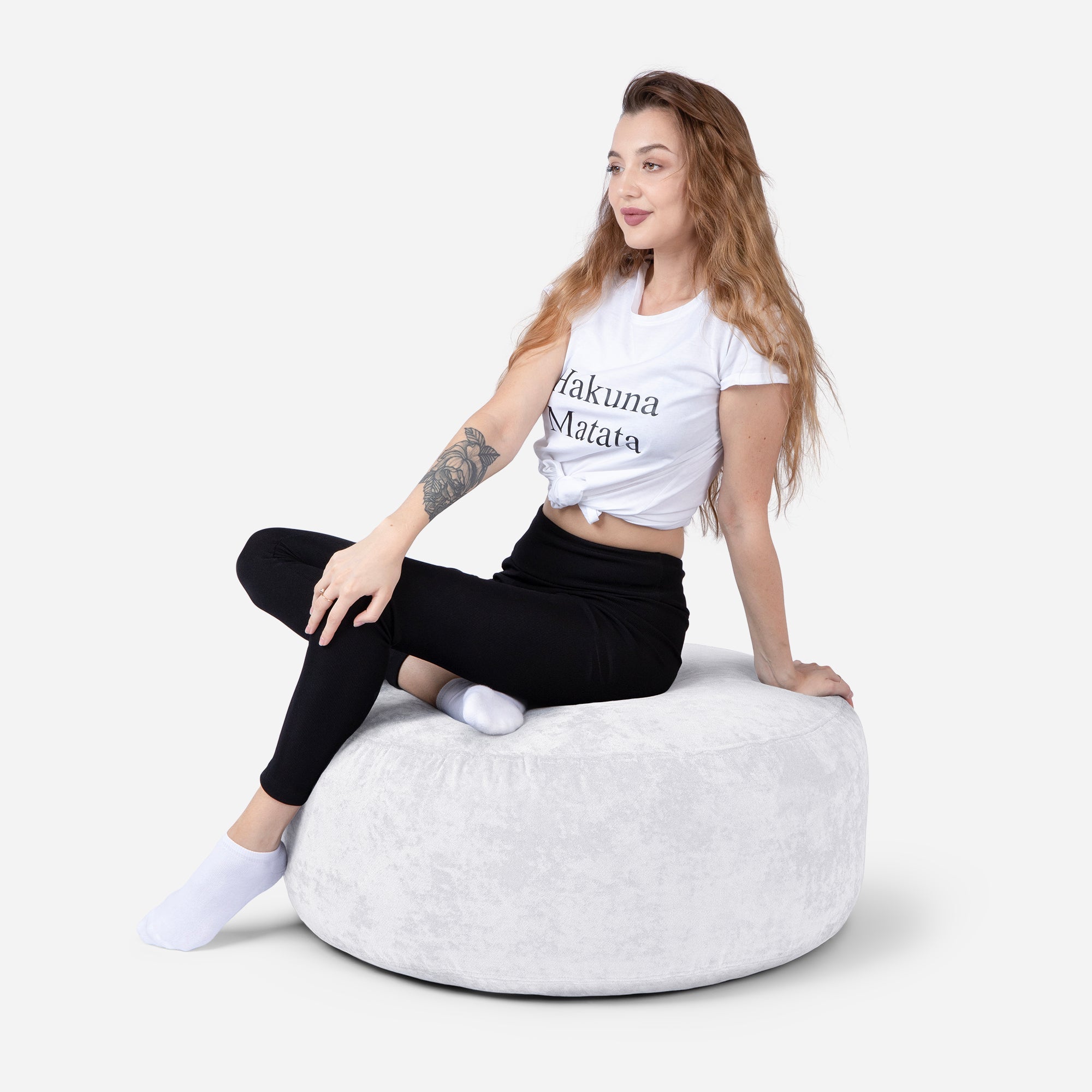 Short Aldo White Pouf - Lanny Beanbag - Ottomans