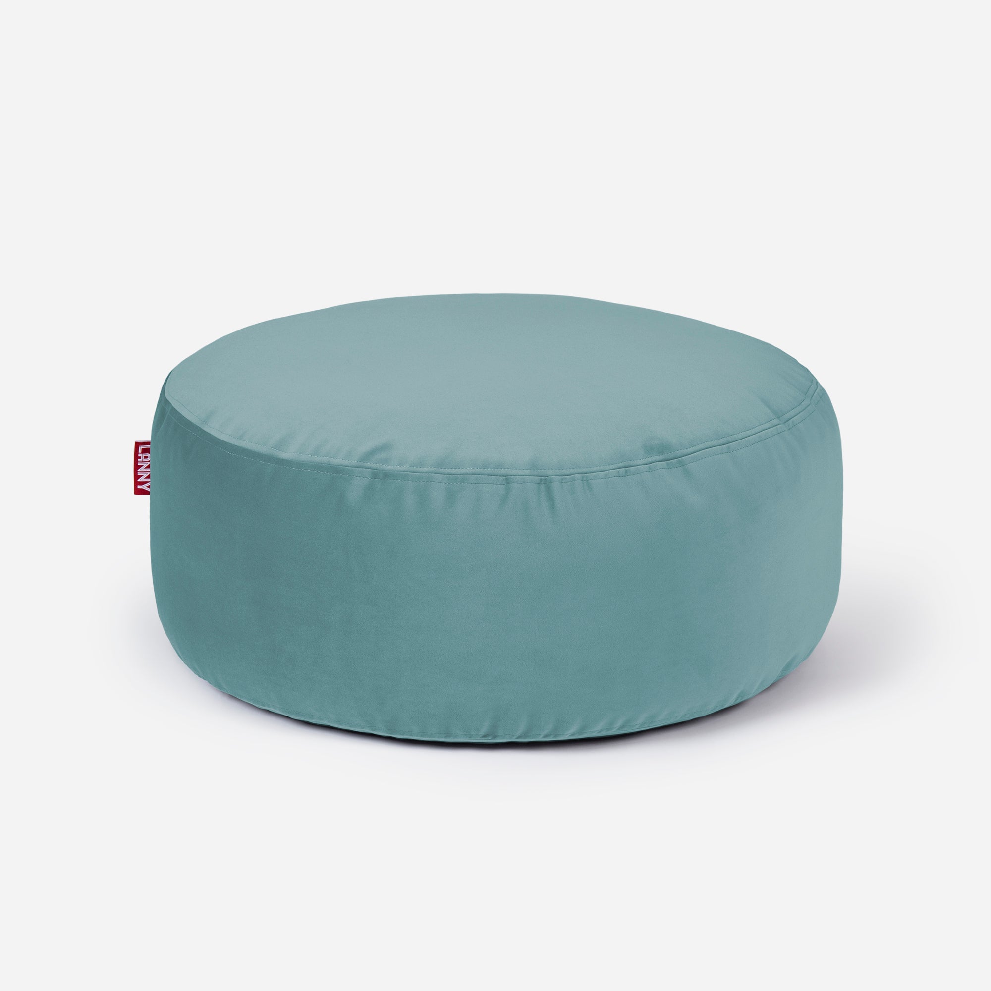 Short Velvet Turquoise Pouf - Lanny Beanbag - Ottomans