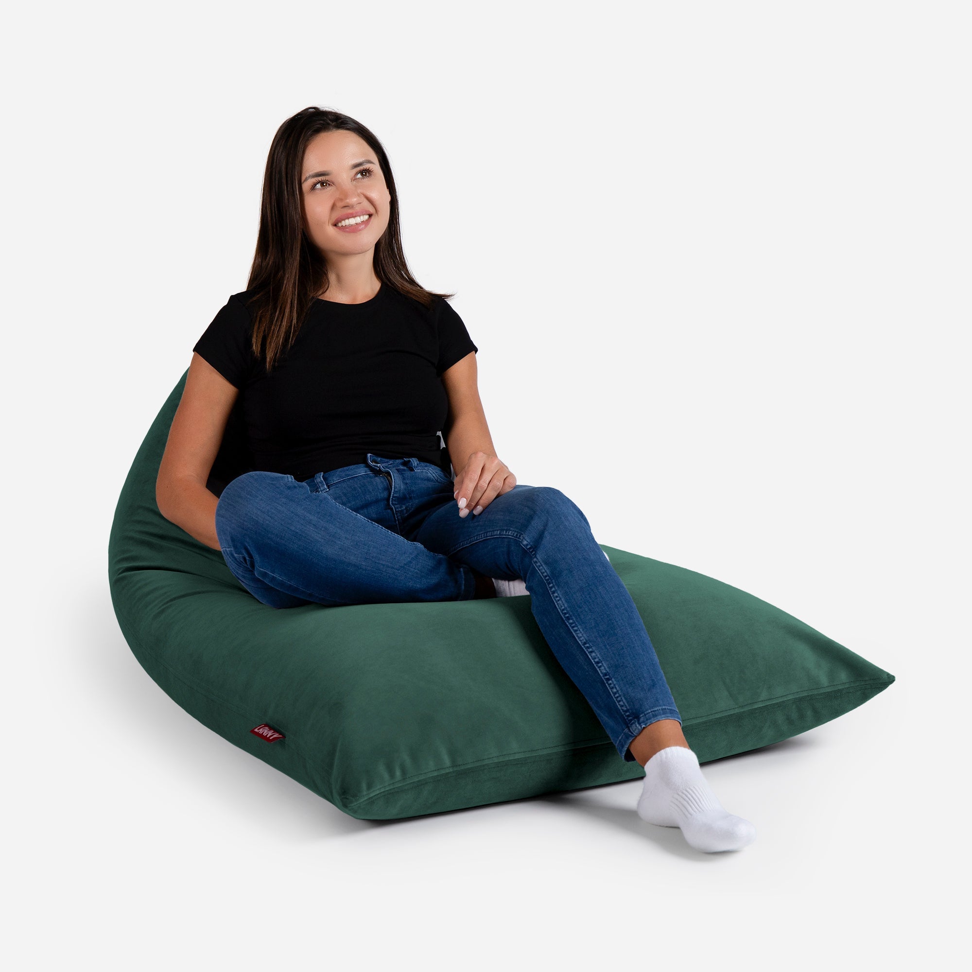 Slim Velvet Green Bean bag - Lanny Beanbag - Bean Bag Chairs