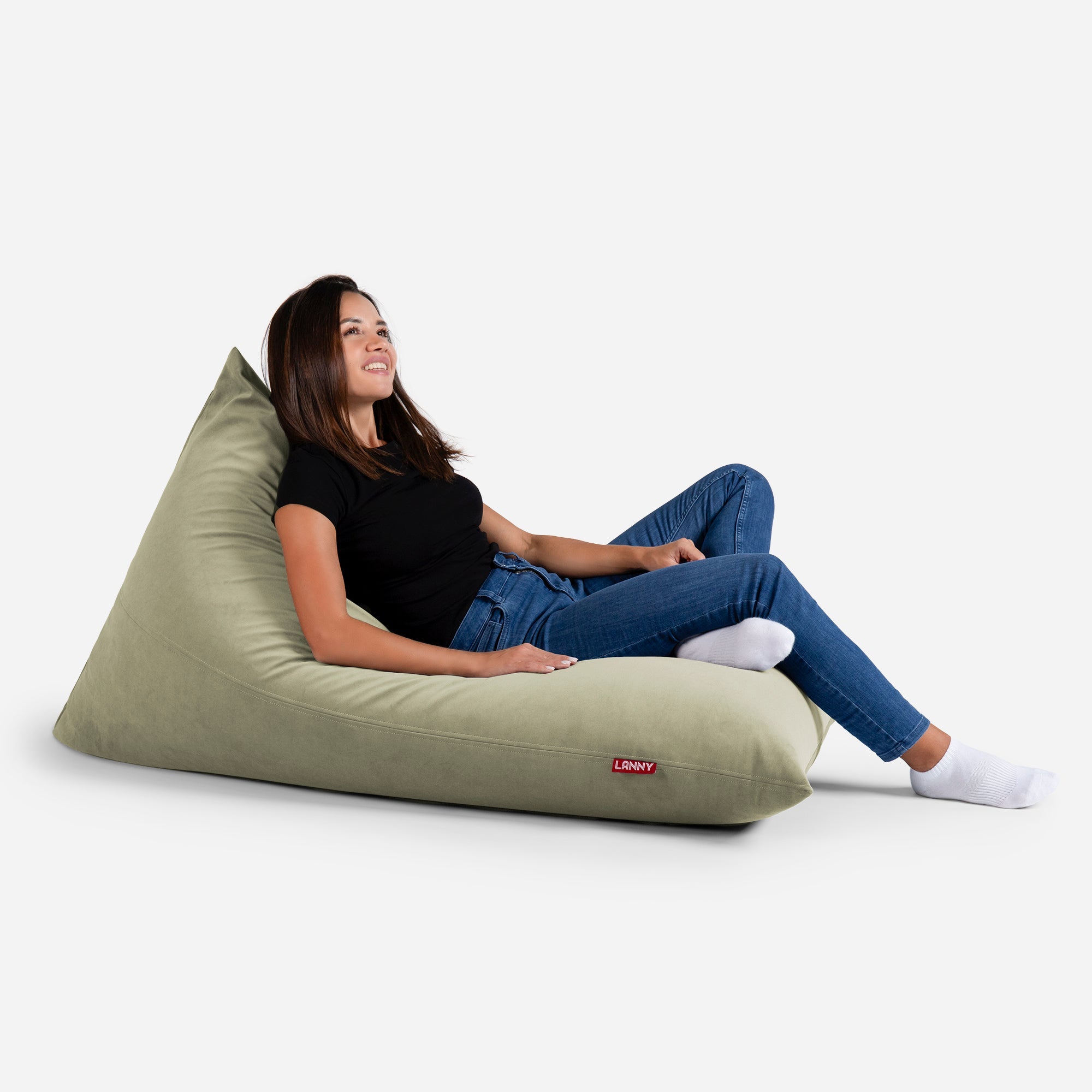 Slim Velvet Khaki Bean bag - Lanny Beanbag - Bean Bag Chairs