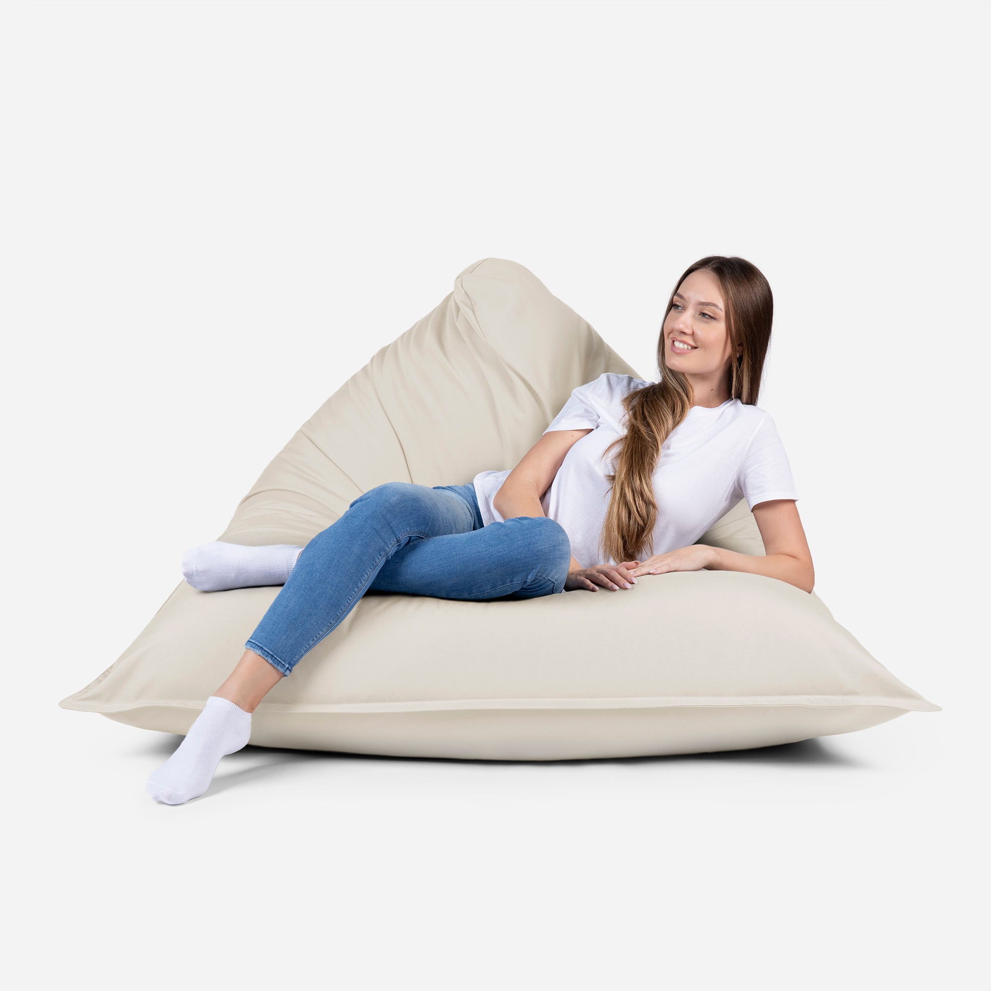 Sloppy Large Outdoor Crema Bean Bag - Lanny Beanbag - Bean Bag Chairs