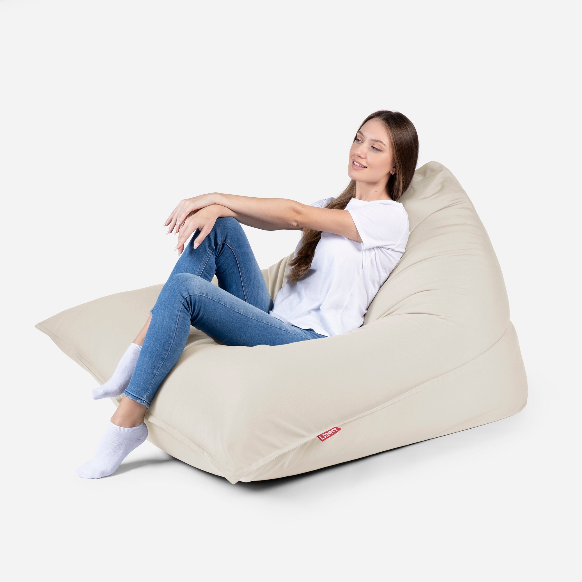 Sloppy Large Outdoor Crema Bean Bag - Lanny Beanbag - Bean Bag Chairs