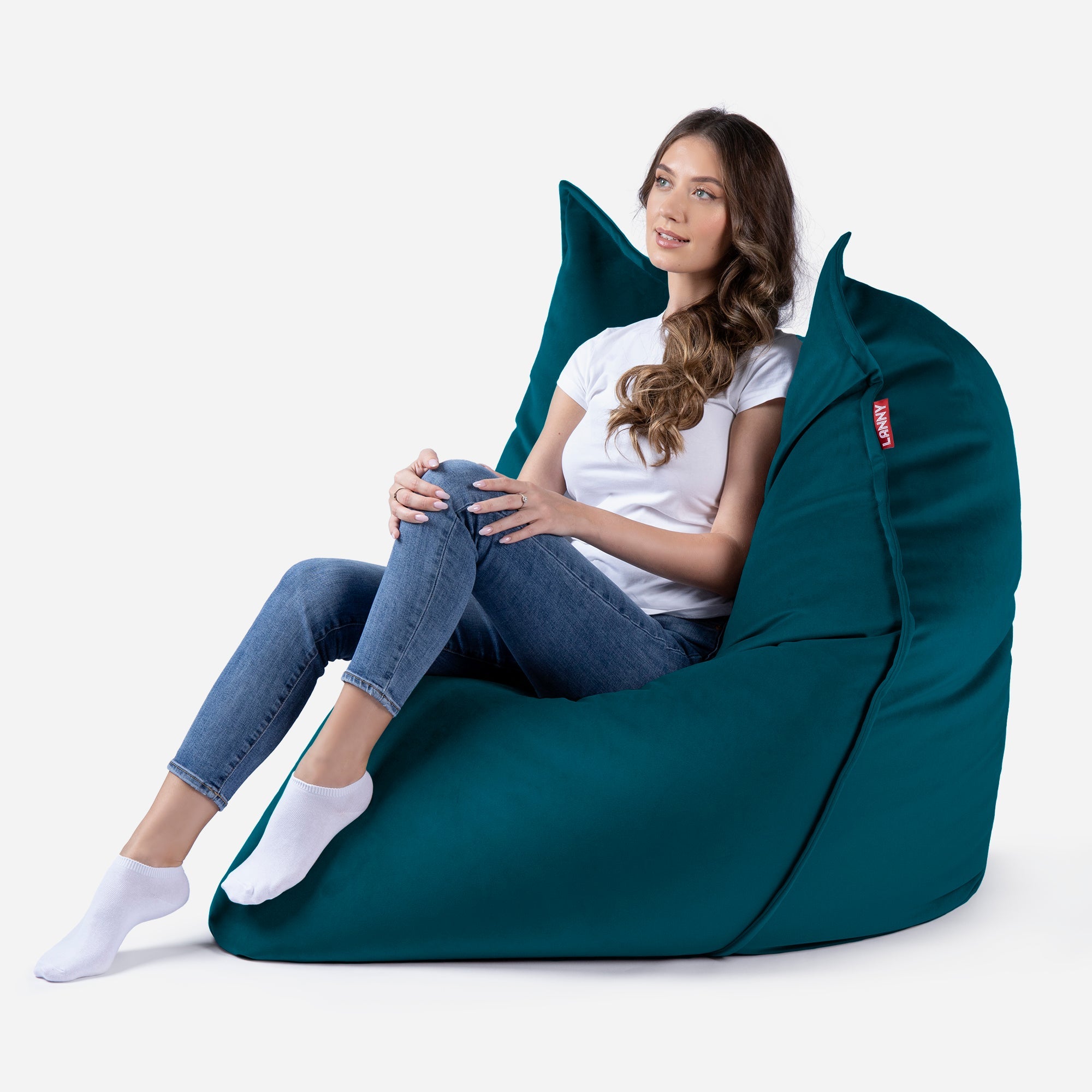 Sloppy Large Velvet Aqua Bean bag - Lanny Beanbag - Bean Bag Chairs
